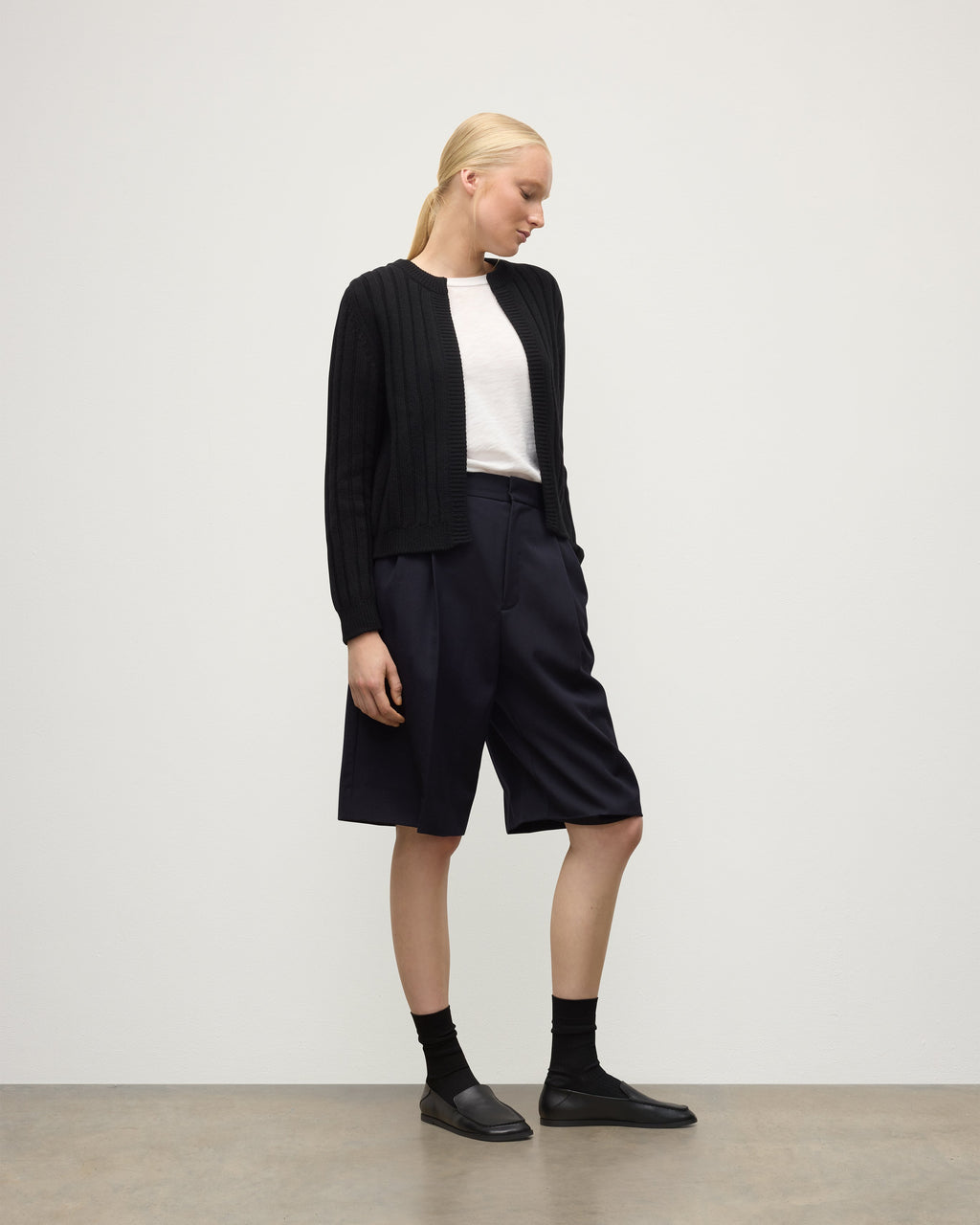 Lecht Black Cashmere Crew Cardigan