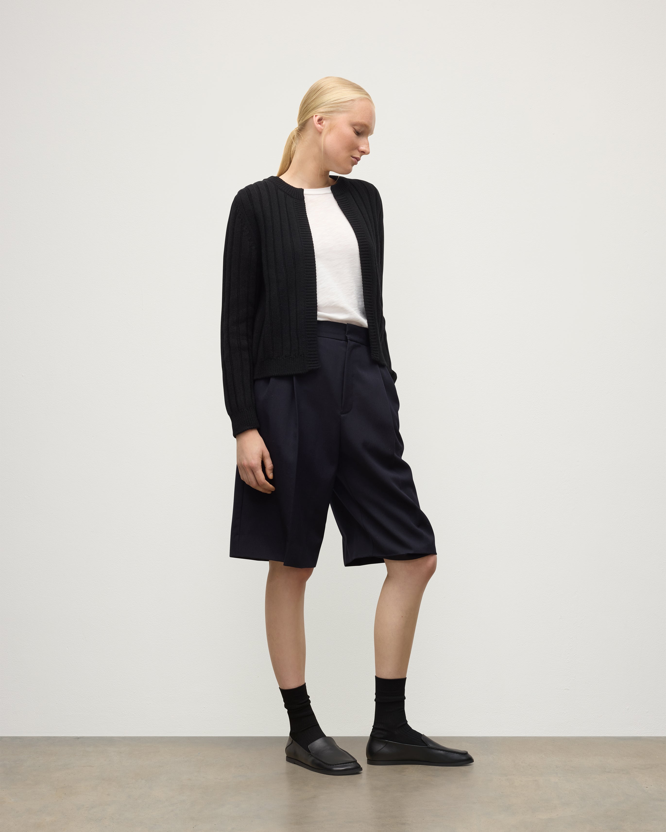 Lecht Black Cashmere Crew Cardigan