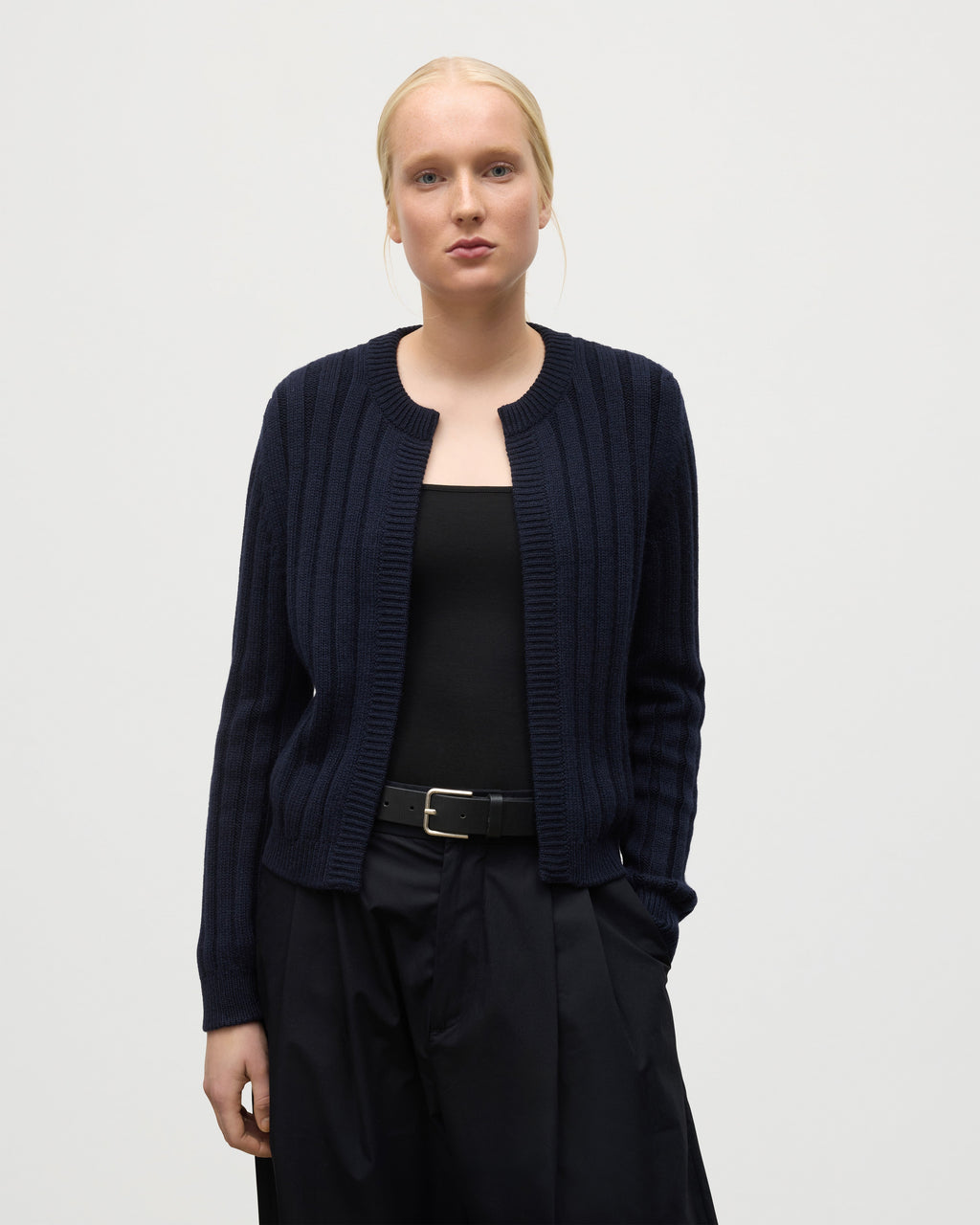 Lecht Dark Navy Cashmere Crew Cardigan