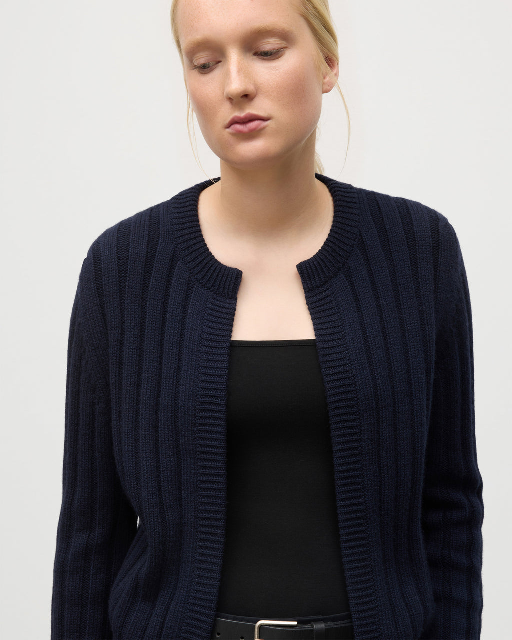 Lecht Dark Navy Cashmere Crew Cardigan