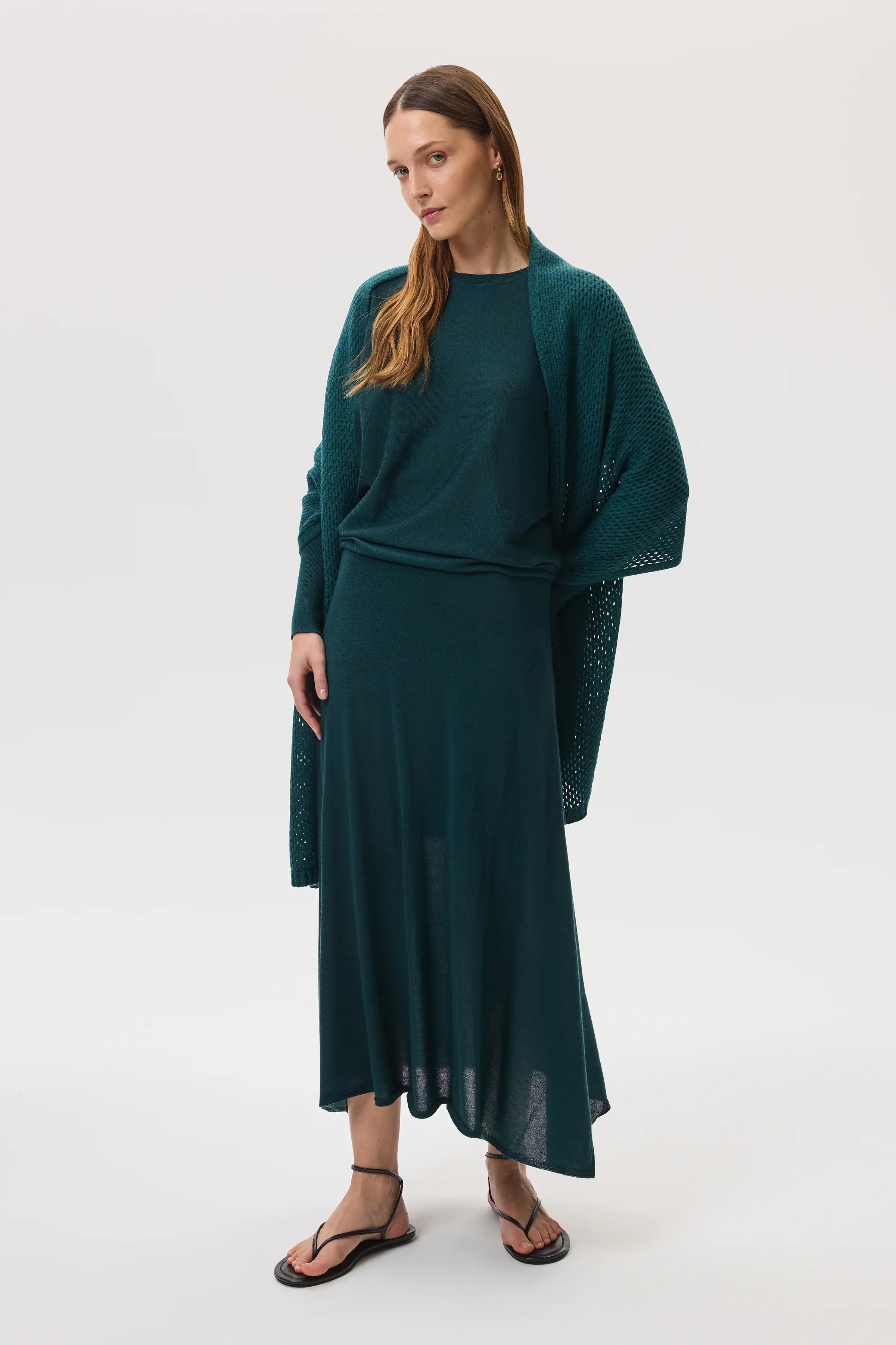 Cashmere Silk A-Line Green Skirt