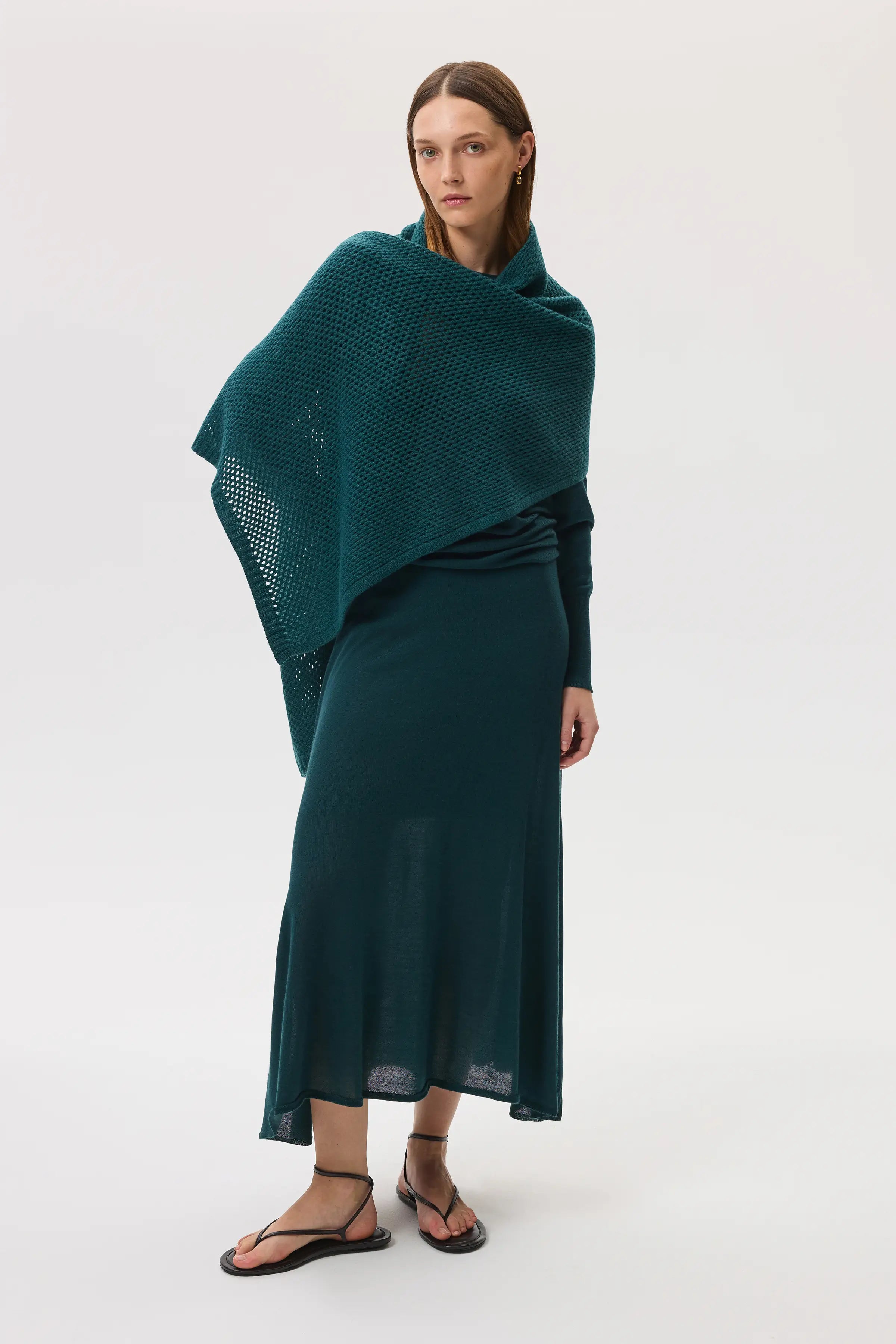 Cashmere Silk A-Line Green Skirt