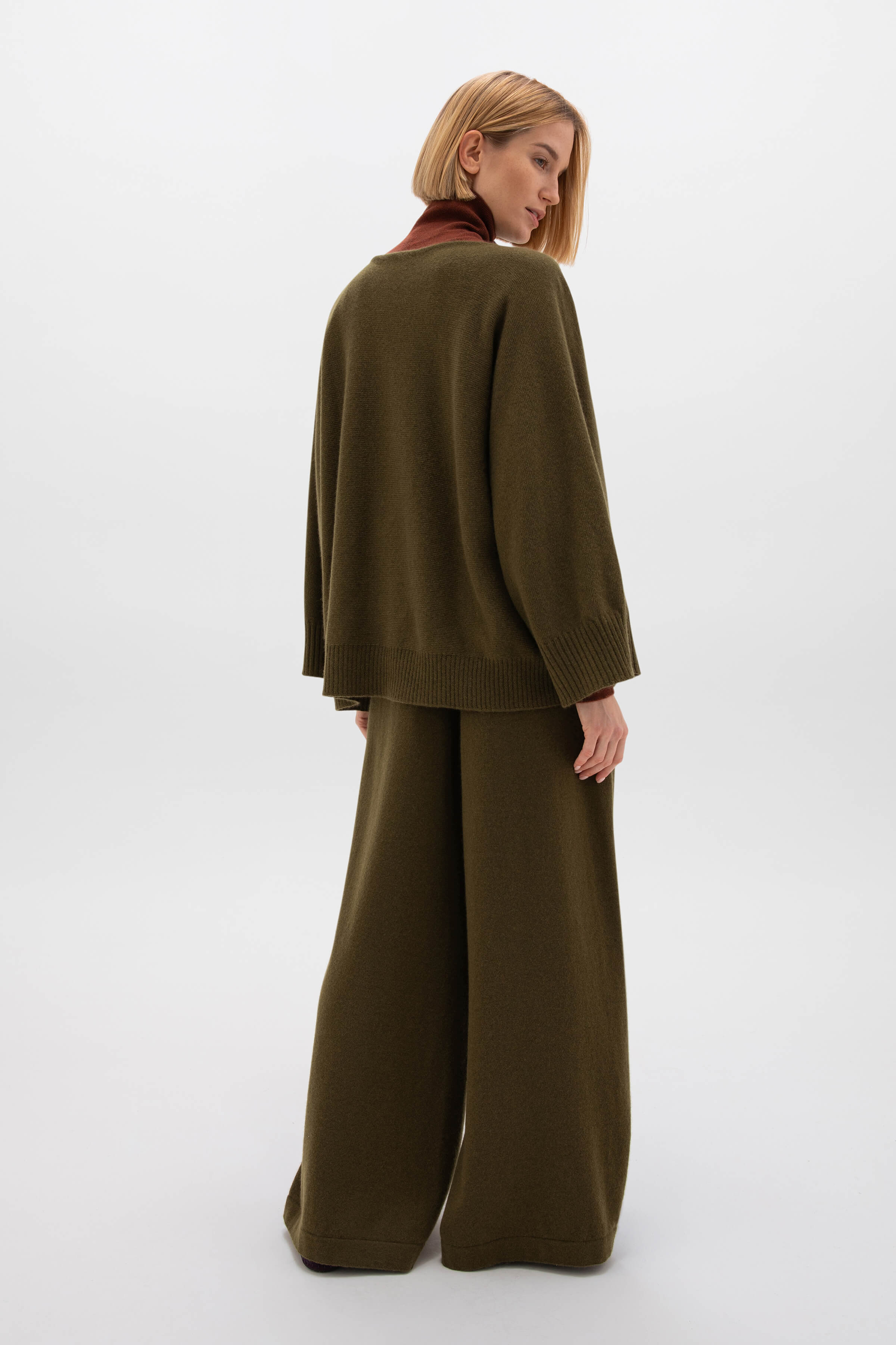 Cashmere Olive Green Cape Jumper