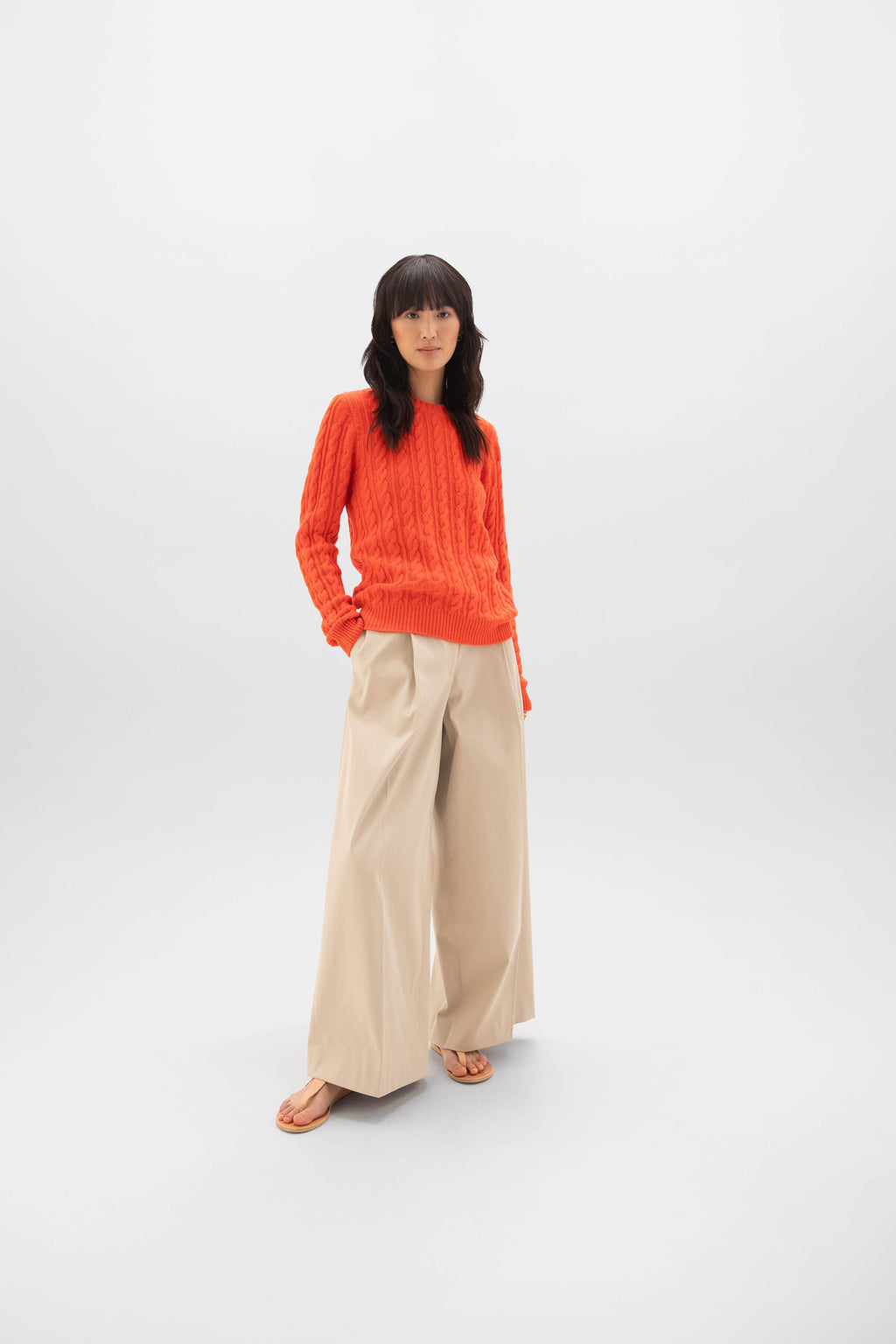 Cable Cashmere Orange Sweater