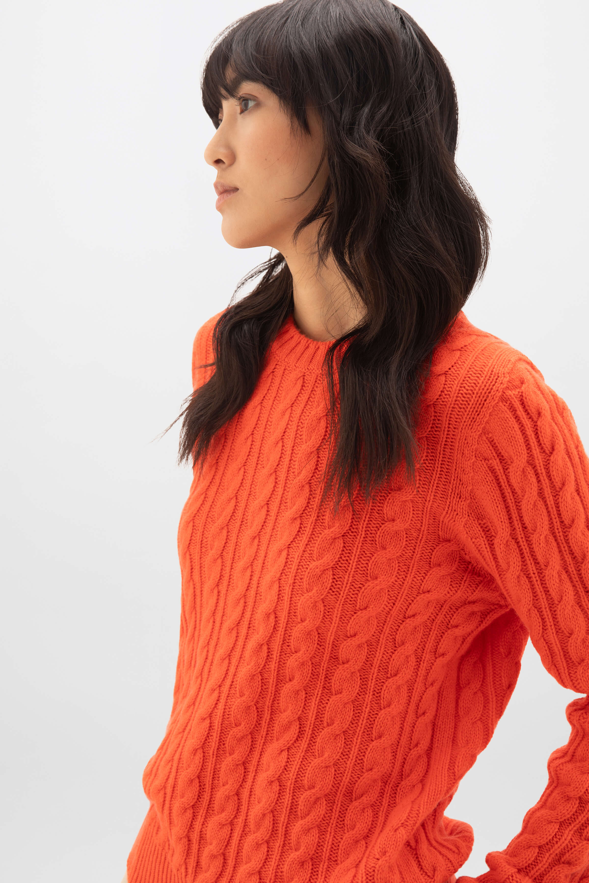 Cable Cashmere Orange Sweater