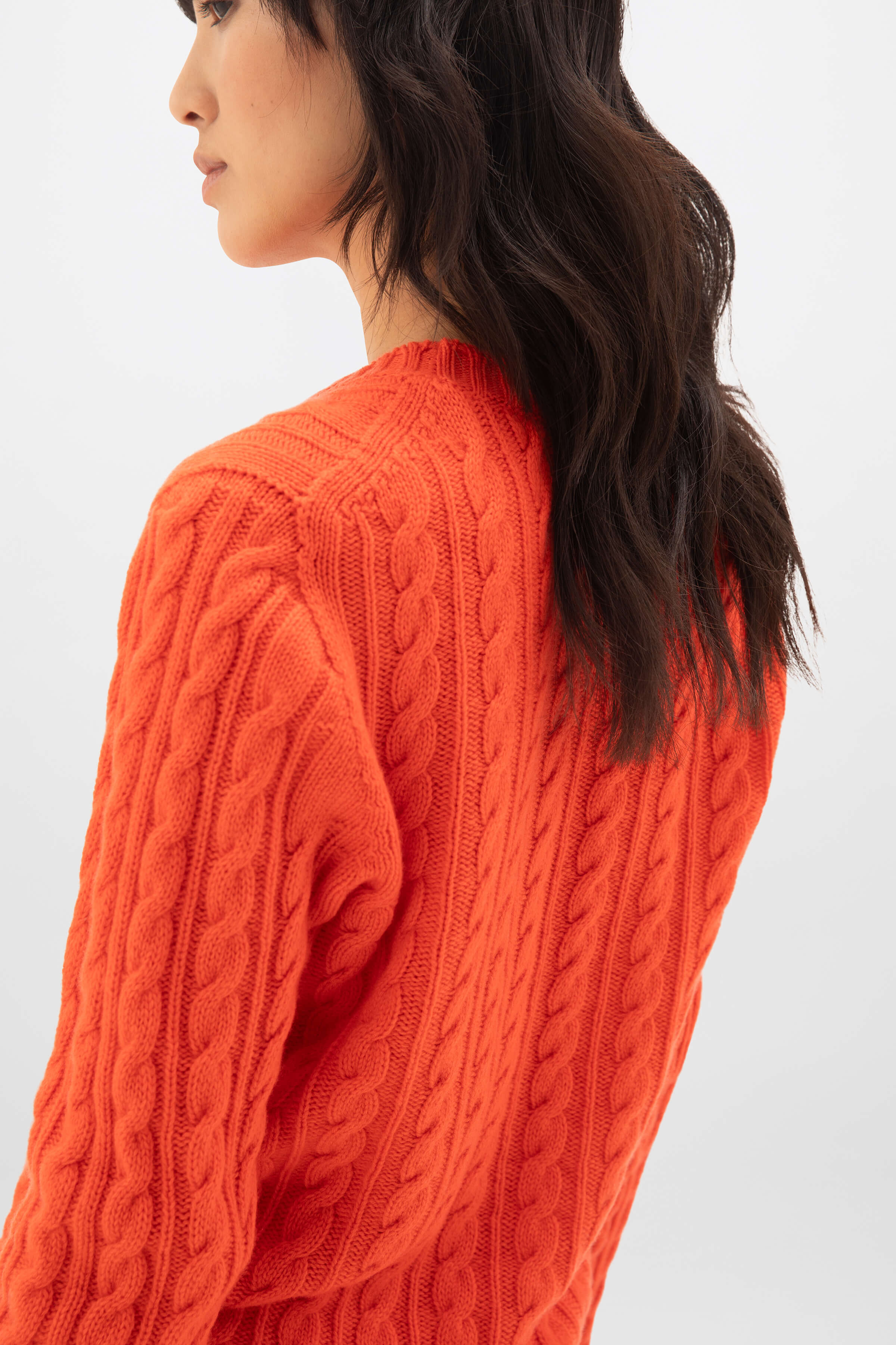 Cable Cashmere Orange Sweater
