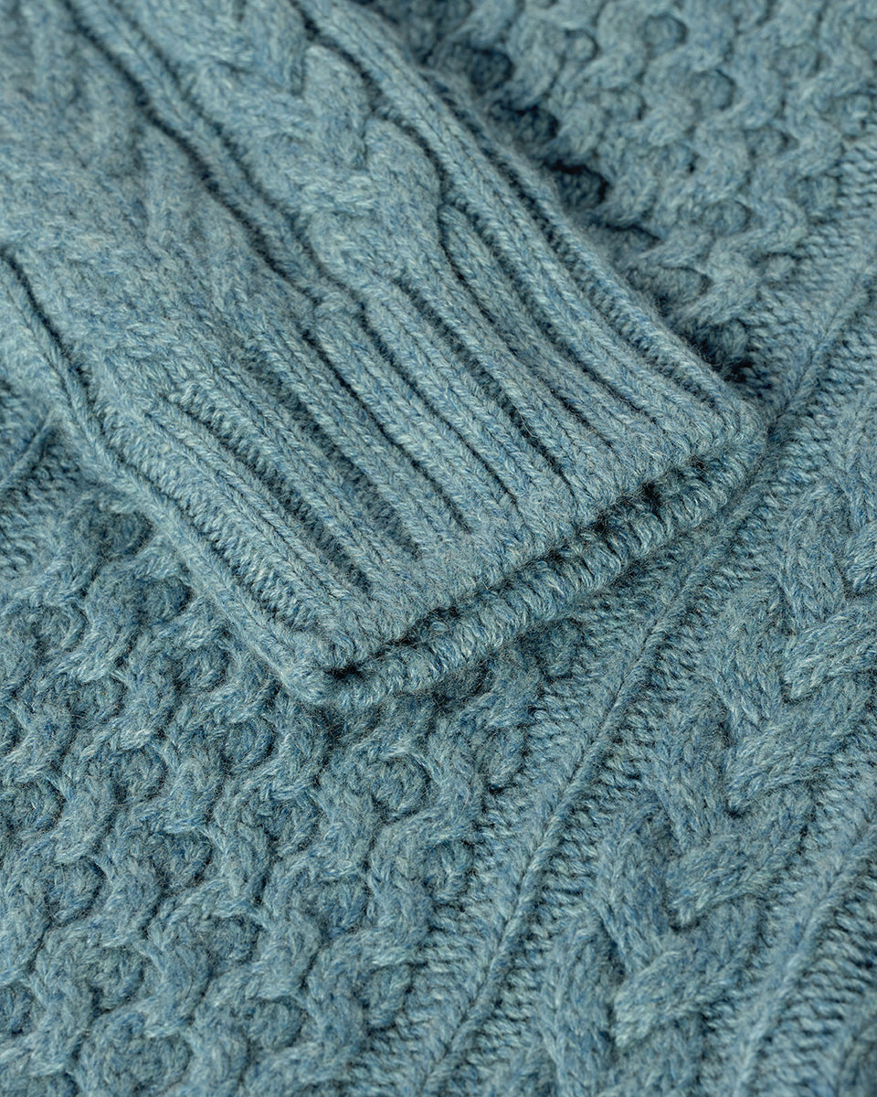 Aran Cable Green Cashmere Jumper