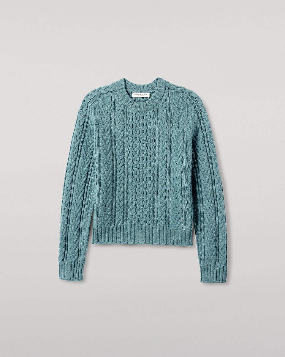 Aran Cable Green Cashmere Jumper