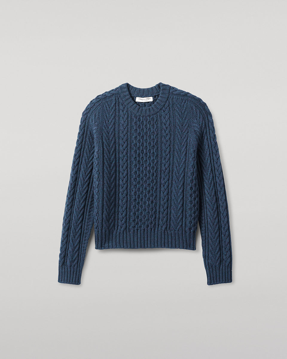 Aran Cable Navy Cashmere Jumper
