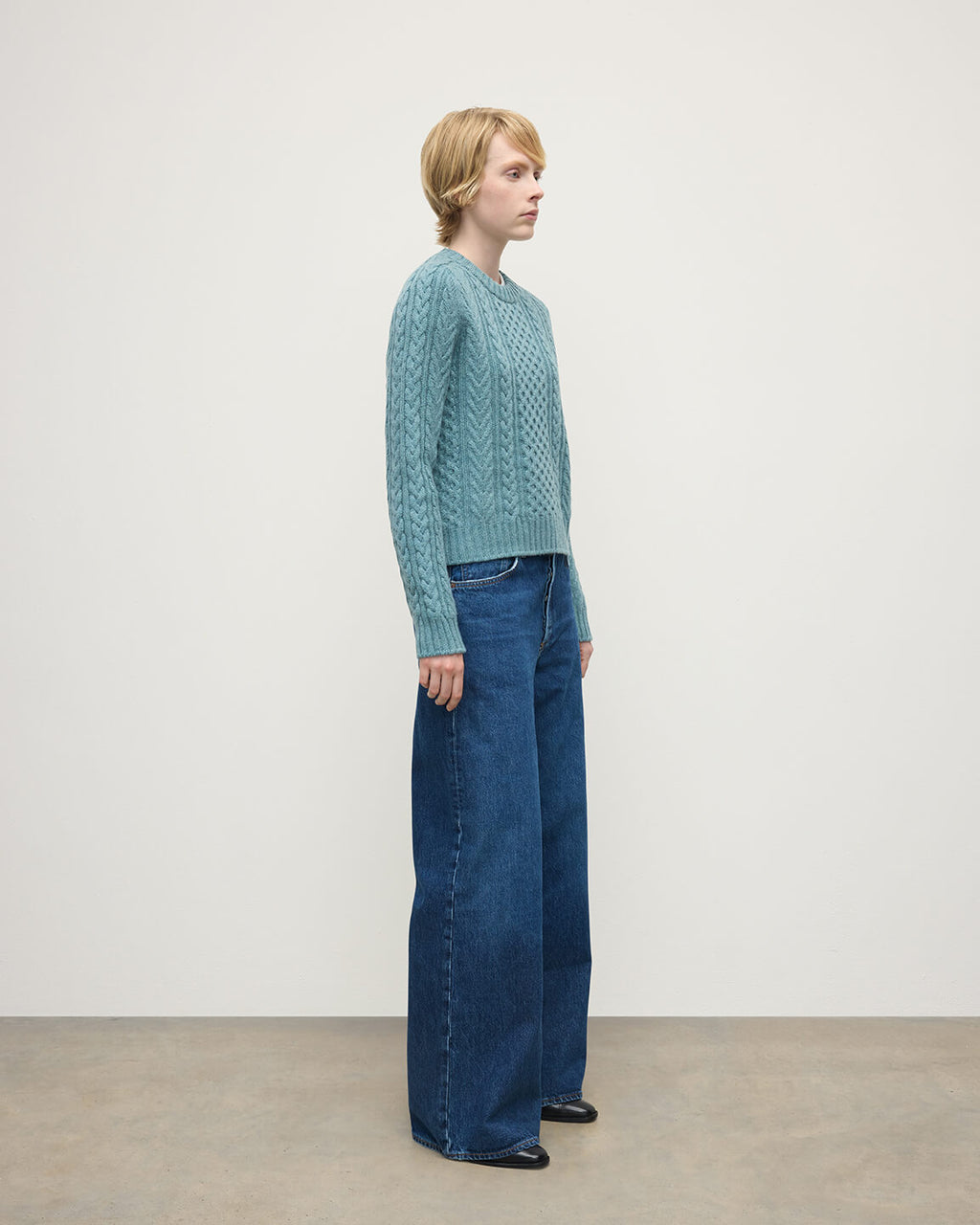 Aran Cable Green Cashmere Jumper