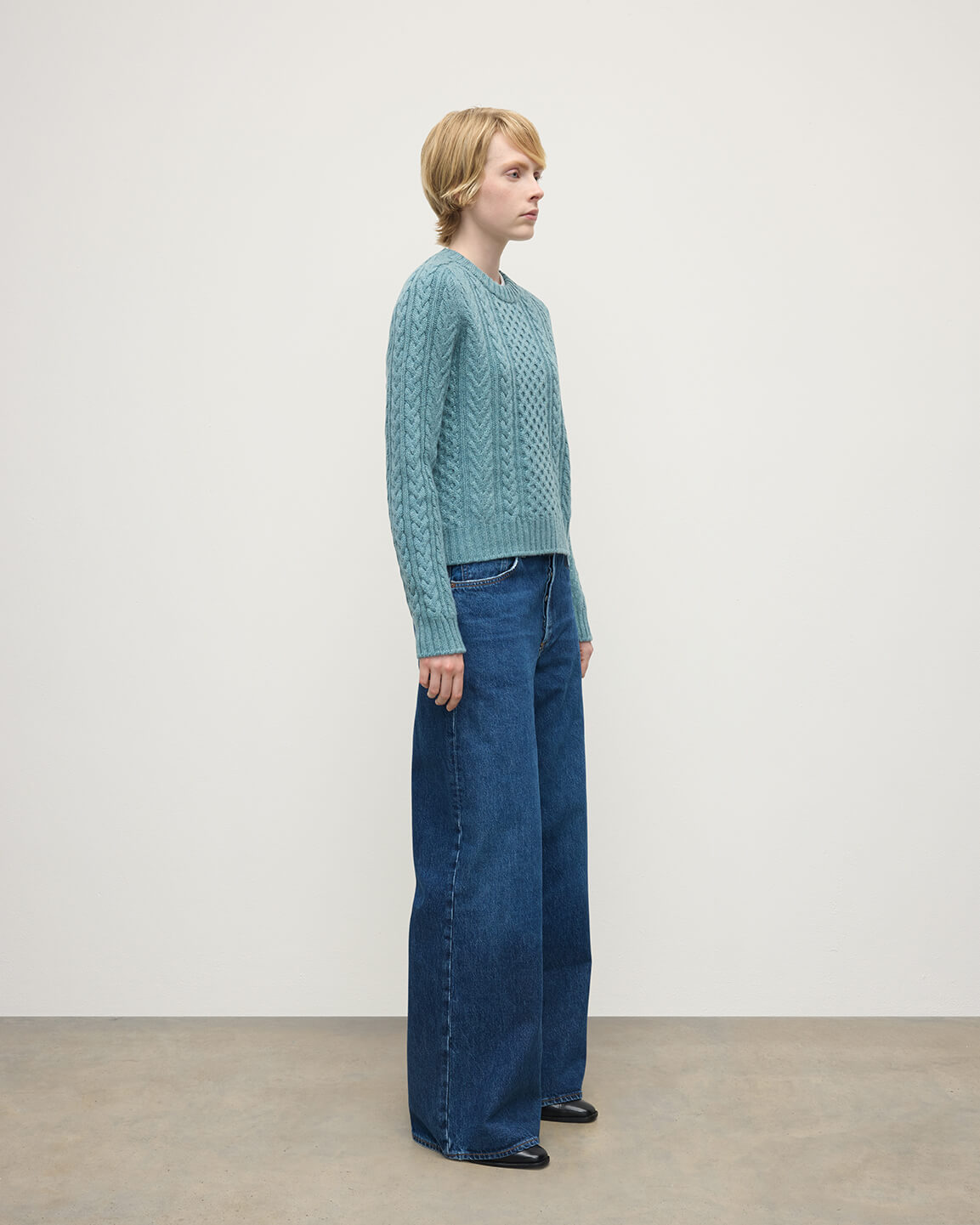 Aran Cable Green Cashmere Jumper