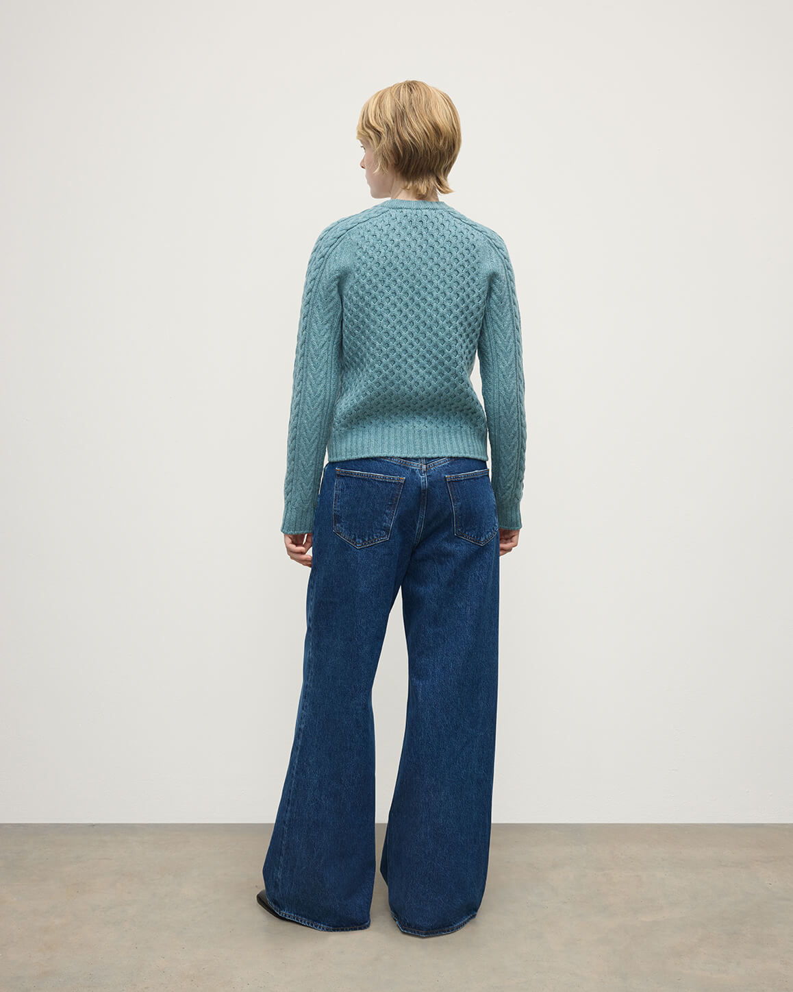 Aran Cable Green Cashmere Jumper