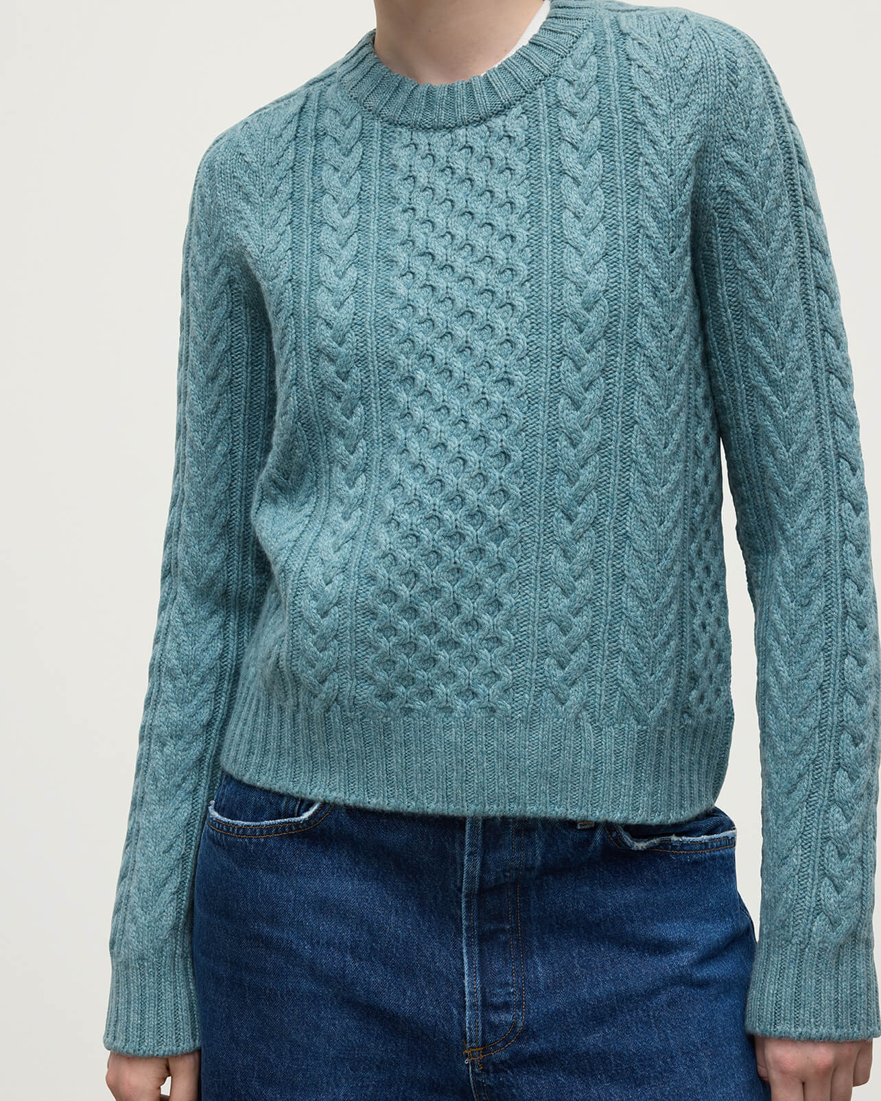 Aran Cable Green Cashmere Jumper