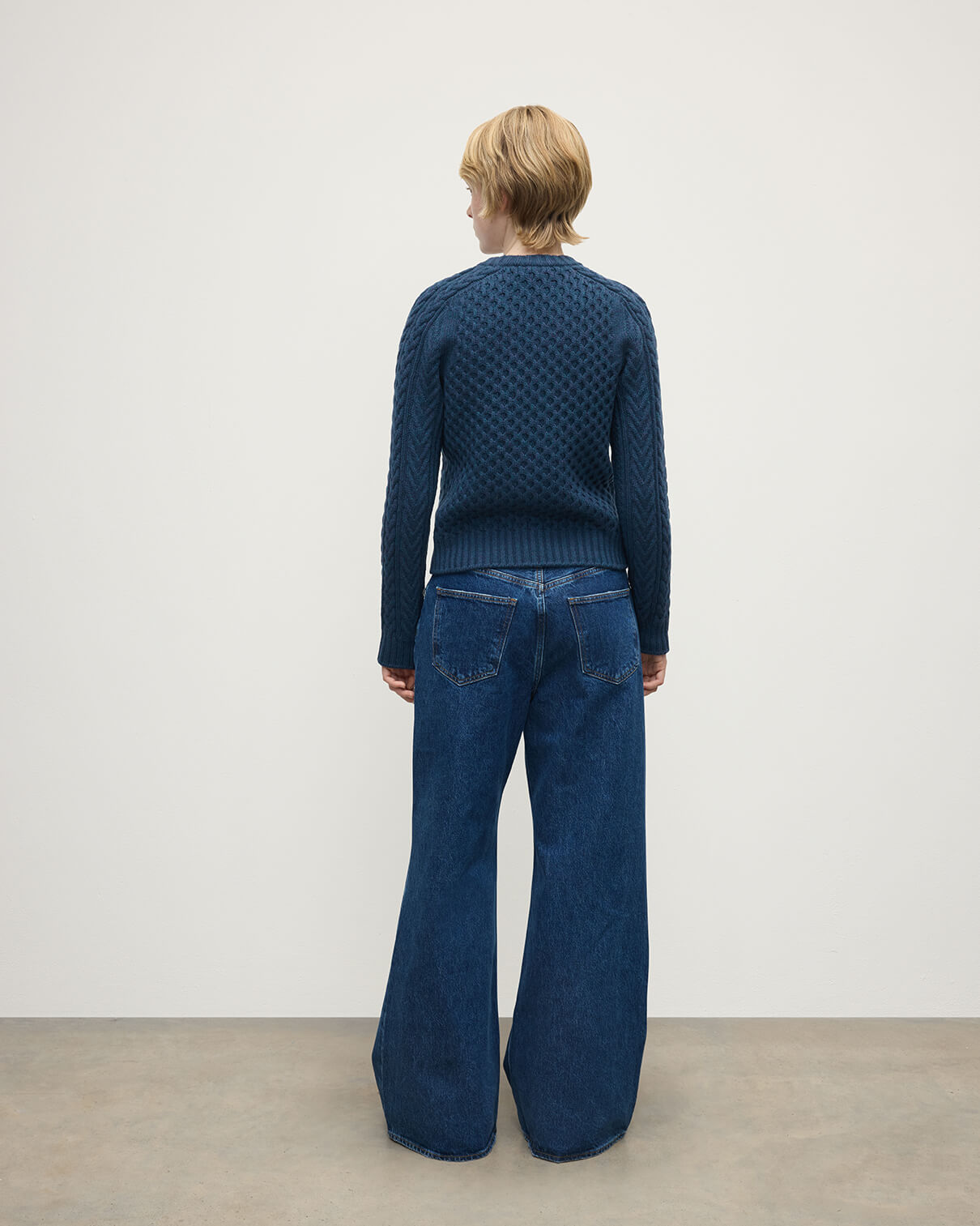 Aran Cable Navy Cashmere Jumper