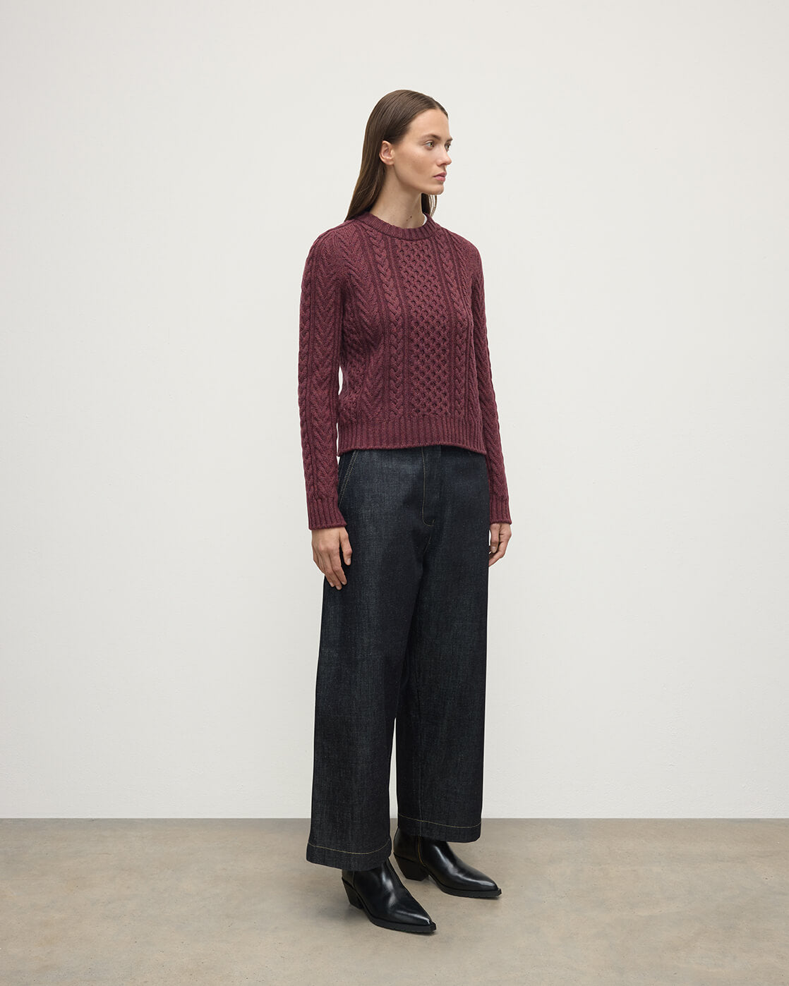Aran Cable Purple Cashmere Jumper