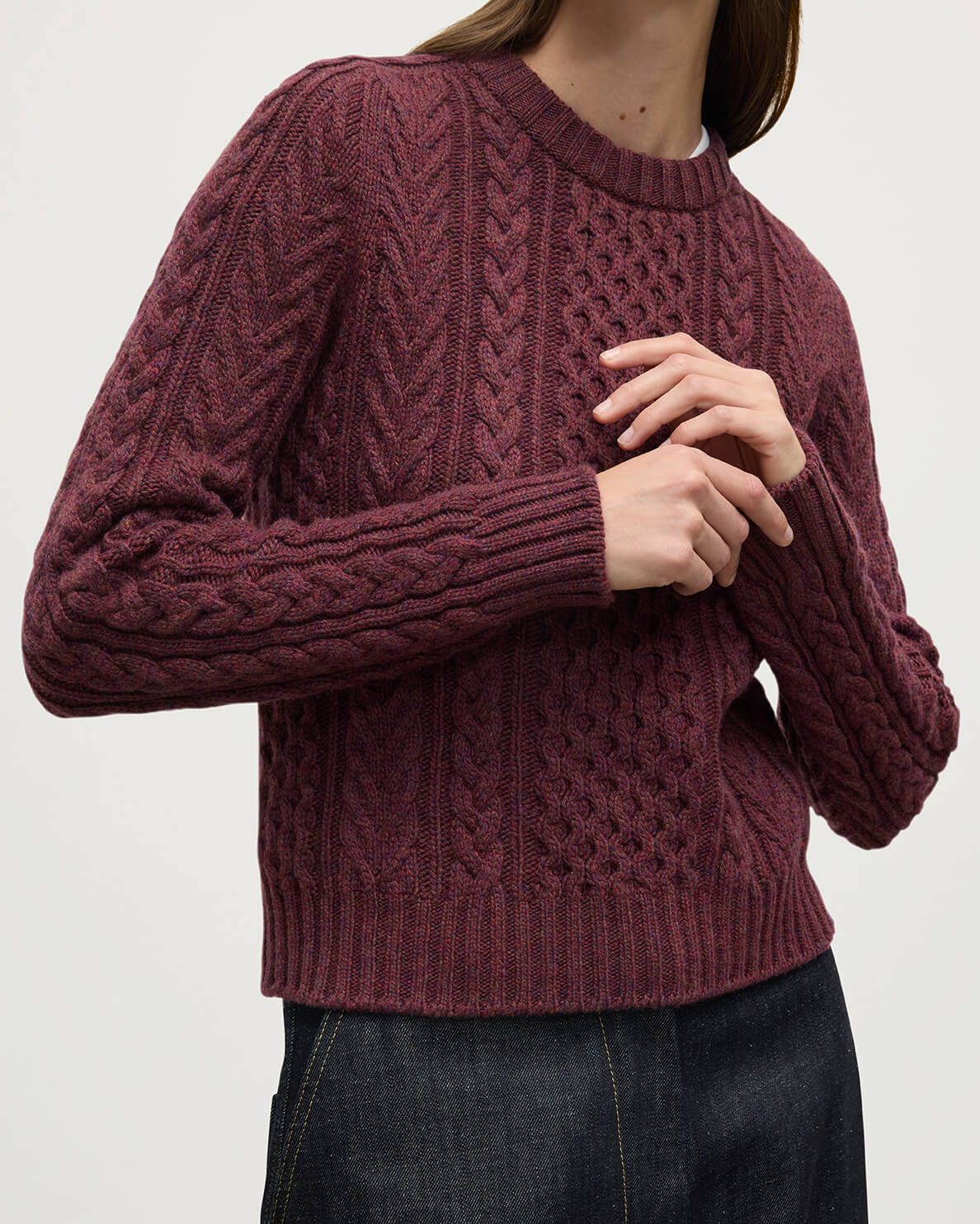 Aran Cable Purple Cashmere Jumper