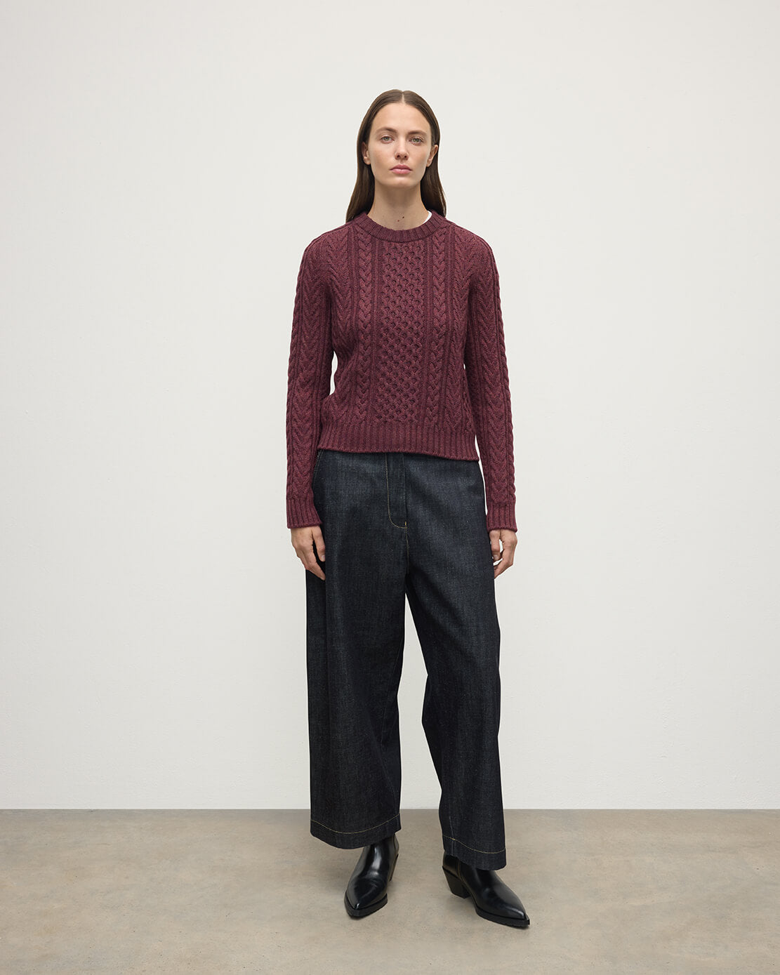 Aran Cable Purple Cashmere Jumper