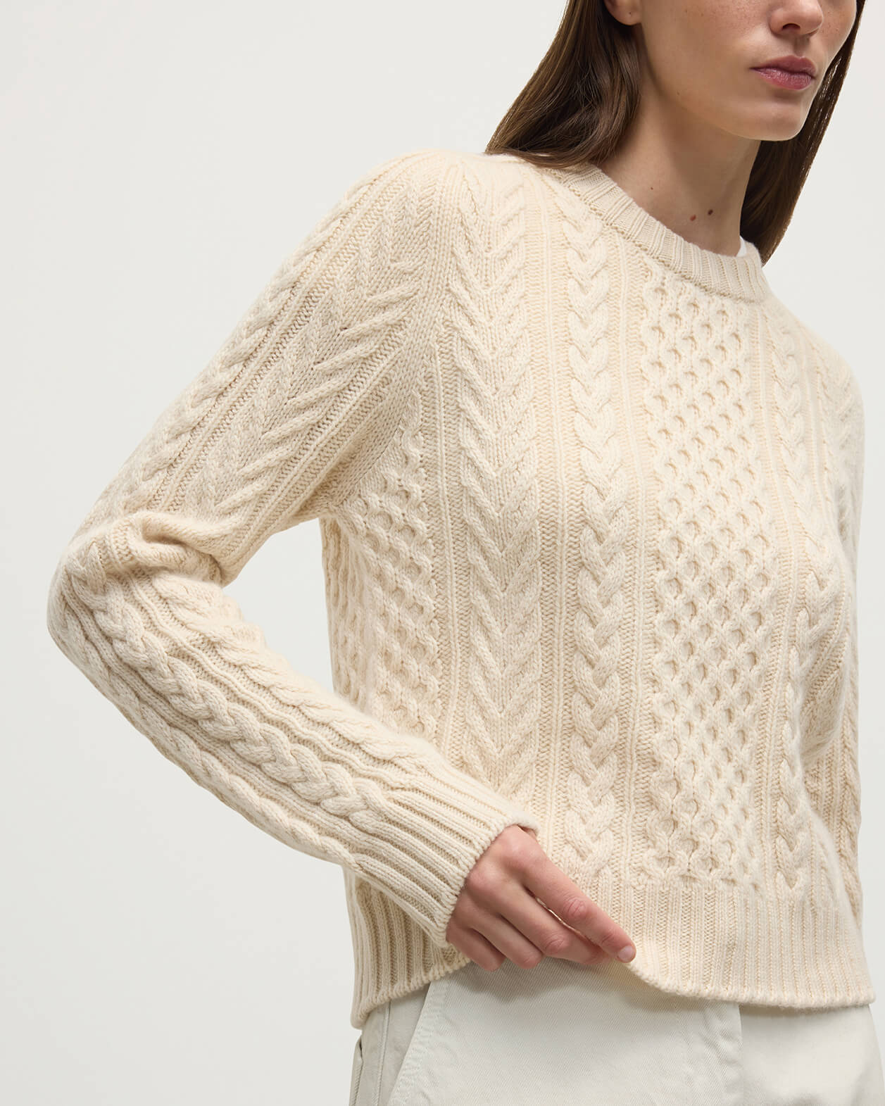 Aran Cable Cream Cashmere Jumper