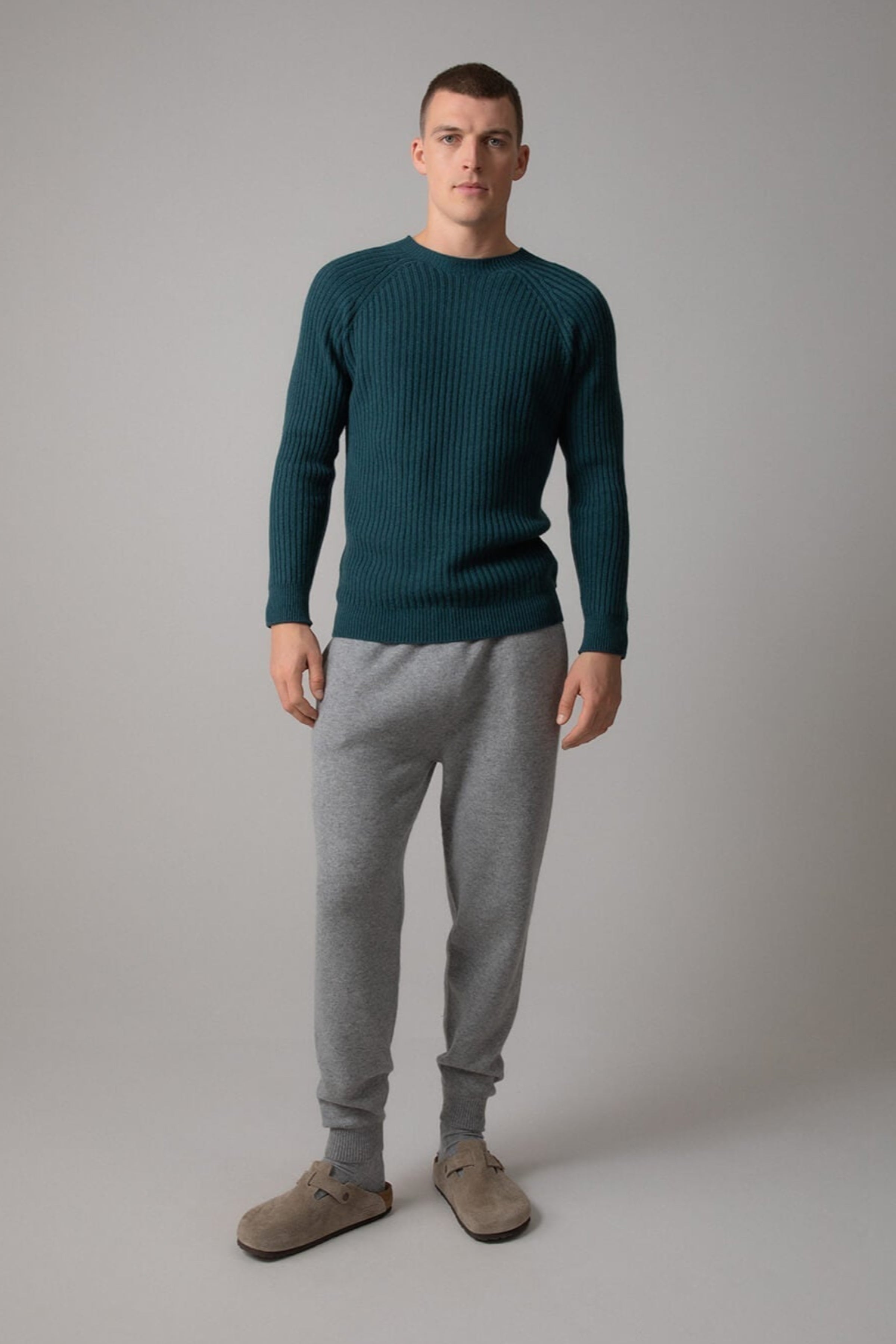 Integral Ribbed Green Cashmere Jumper