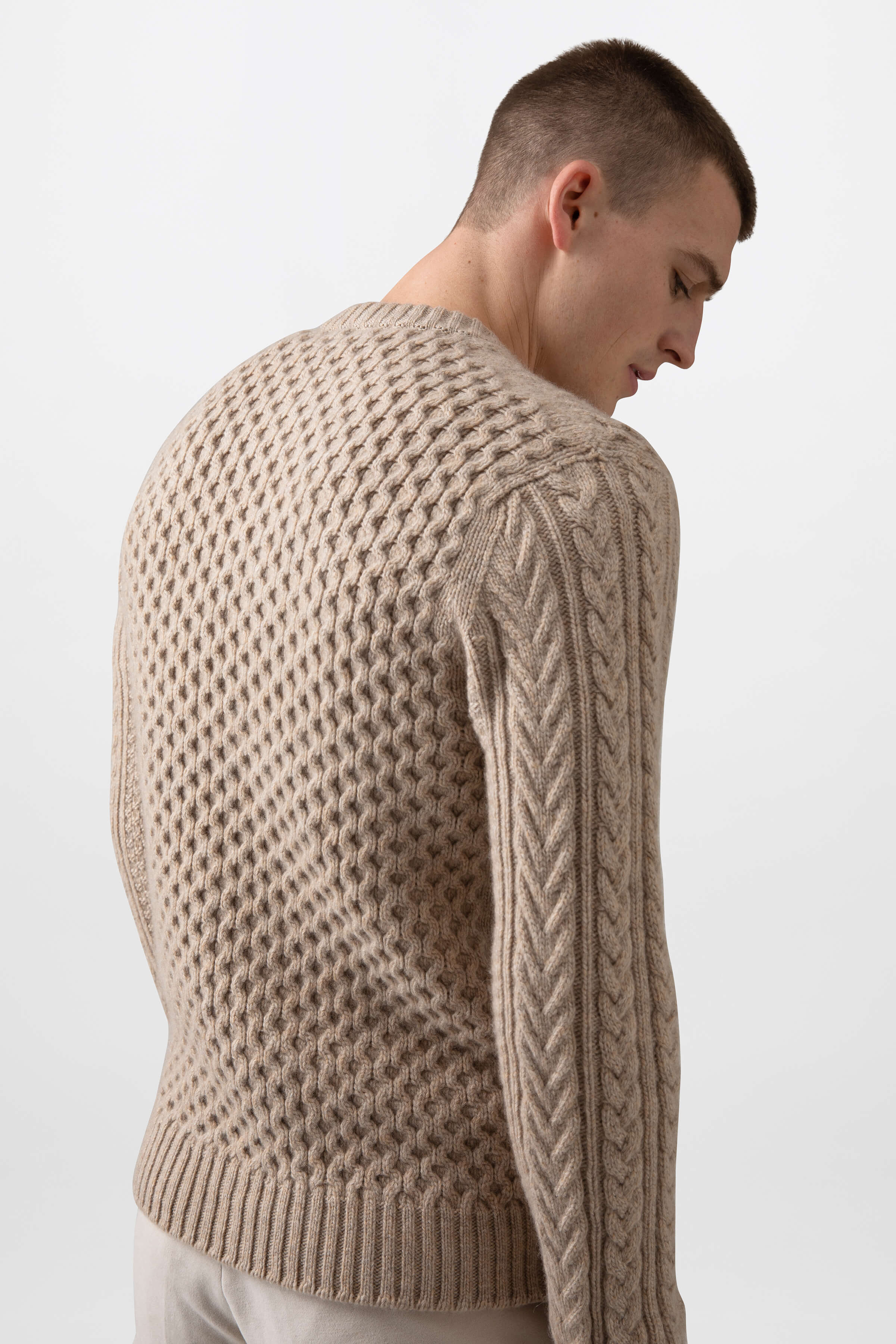 Aran Cable Cashmere Natural Jumper