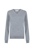 Women's V Neck Light Grey Cashmere Jumper