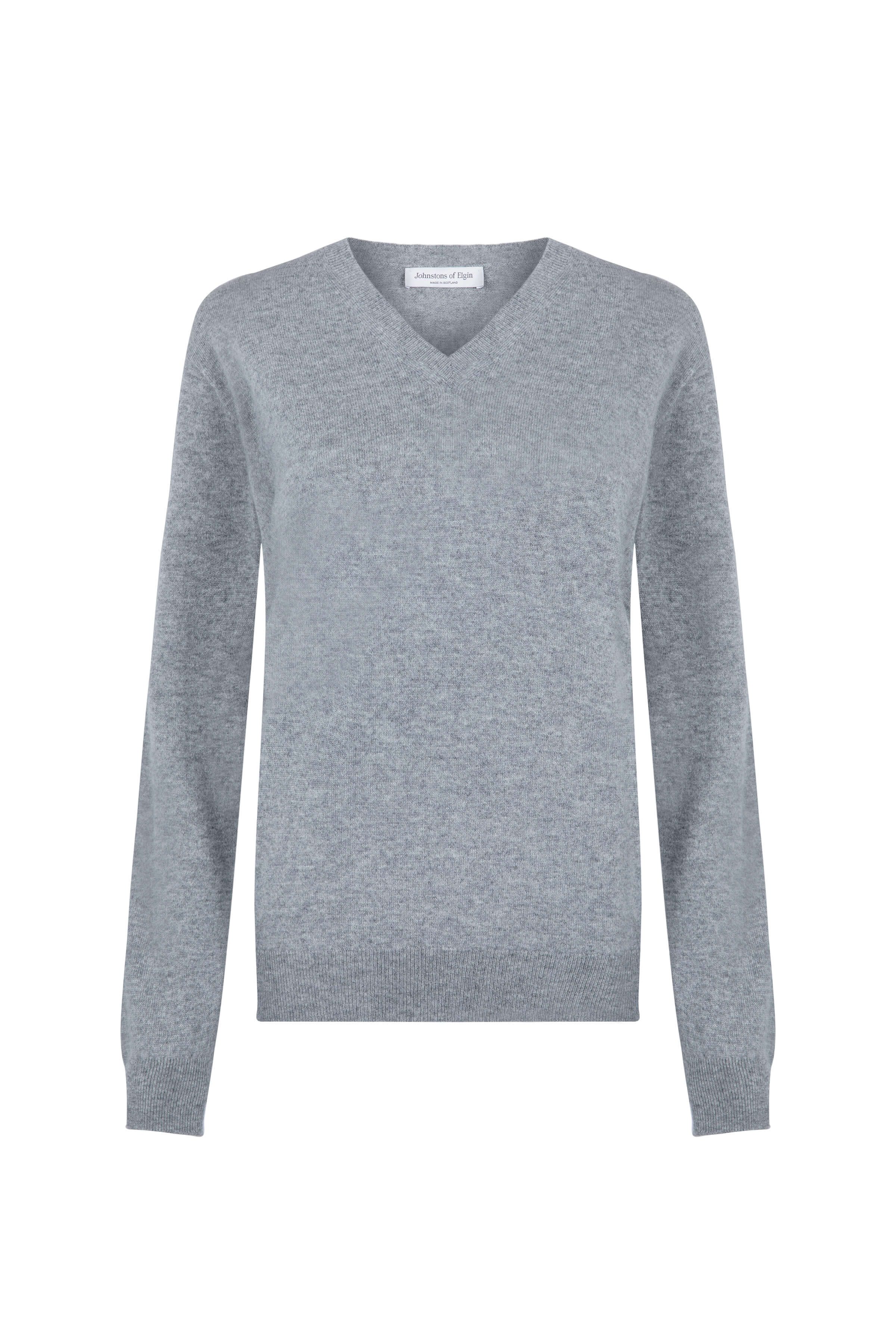 Women's V Neck Light Grey Cashmere Jumper