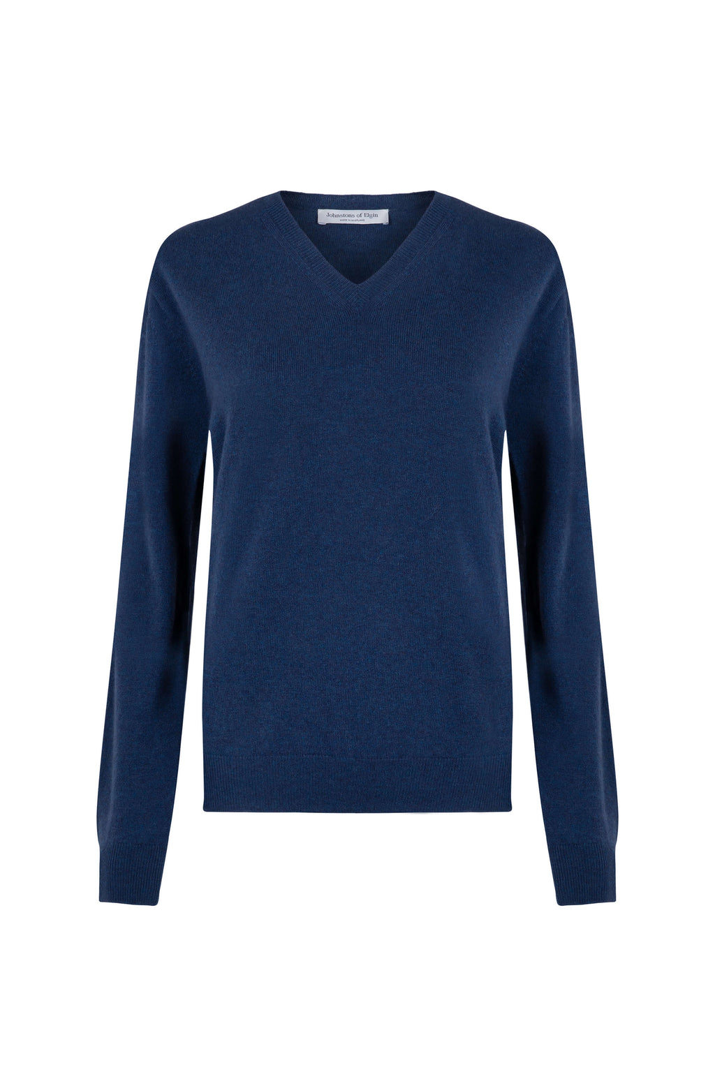 Women's Cashmere V Neck Mid Blue Jumper