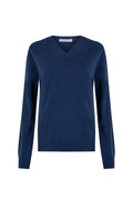 Women's Cashmere V Neck Mid Blue Jumper
