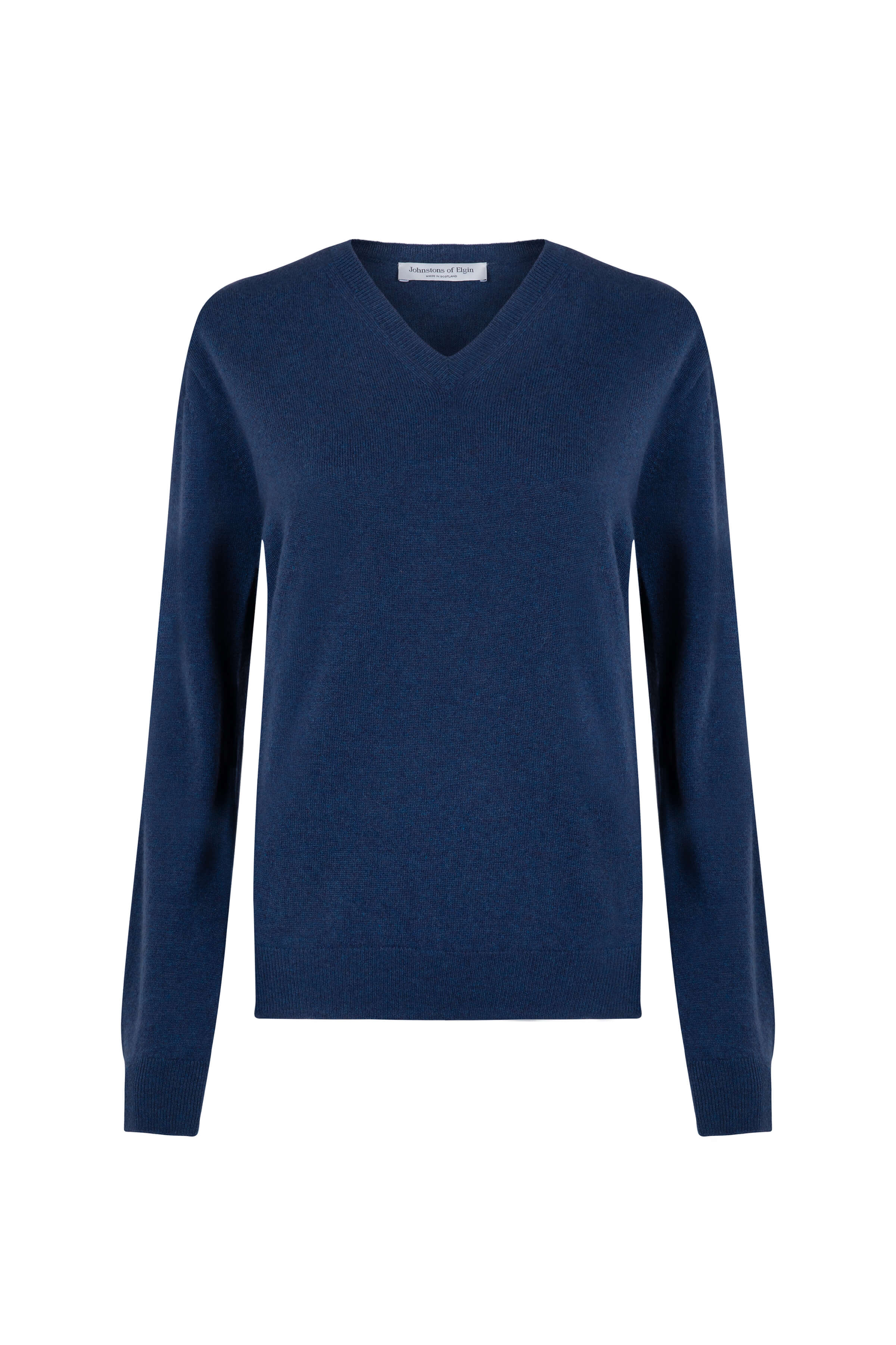 Women's Cashmere V Neck Mid Blue Jumper