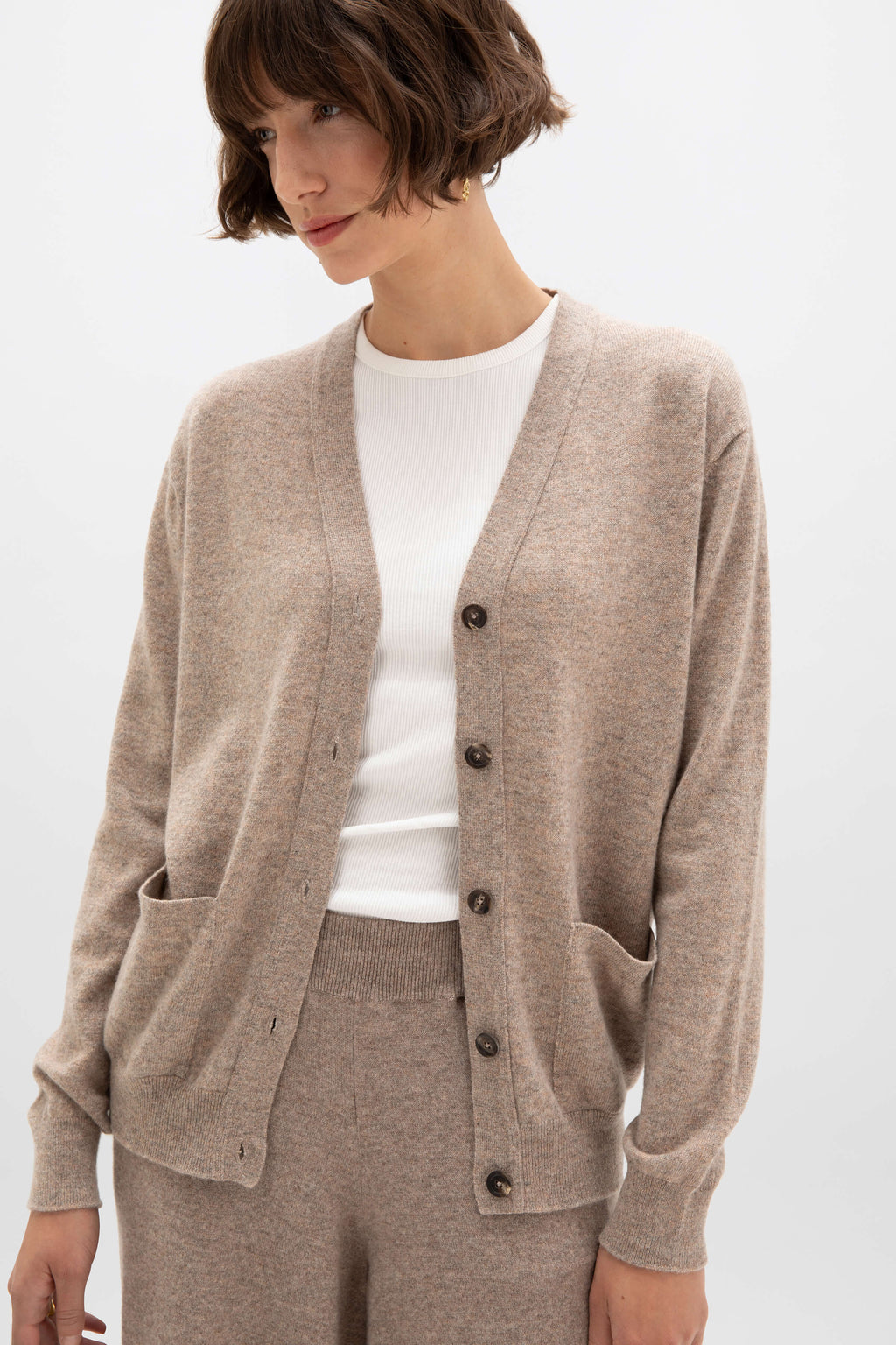 Cashmere Boyfriend Light Brown Cardigan