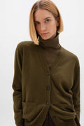 Cashmere Boyfriend Olive Green Cardigan