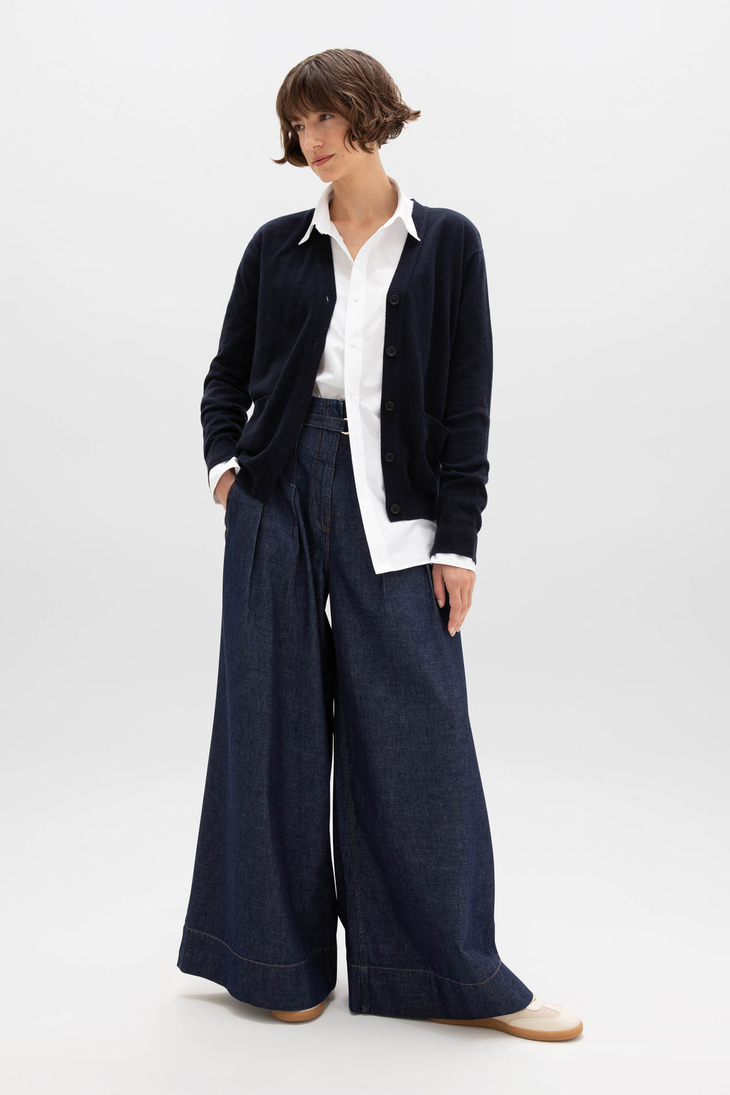 Cashmere Dark Navy Boyfriend Cardigan
