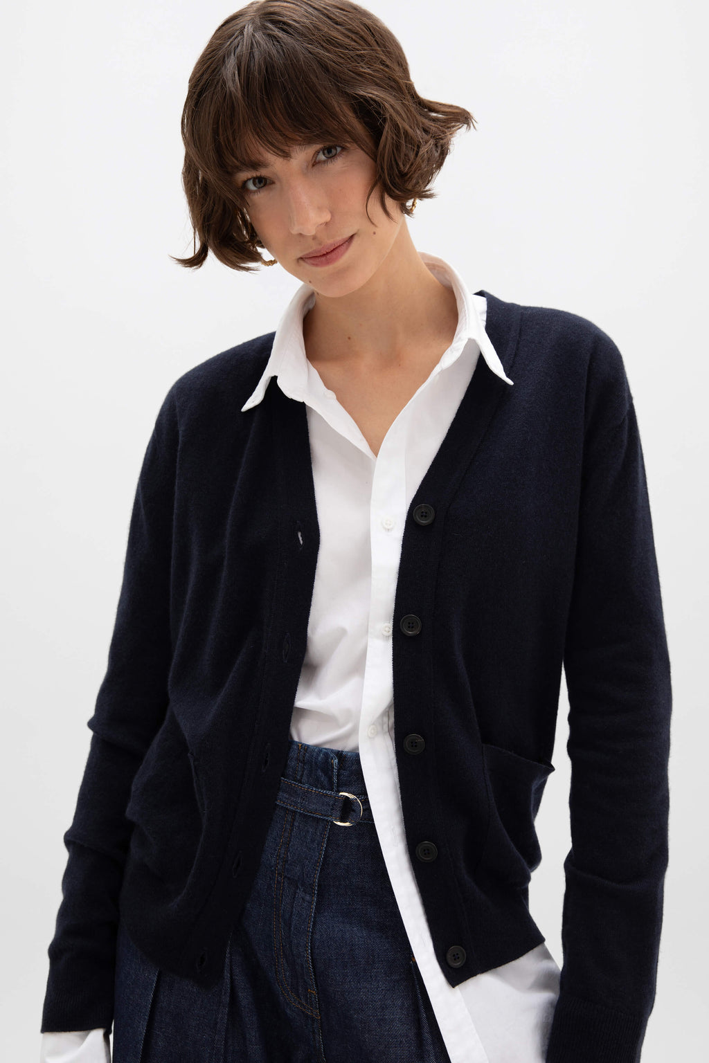 Cashmere Dark Navy Boyfriend Cardigan