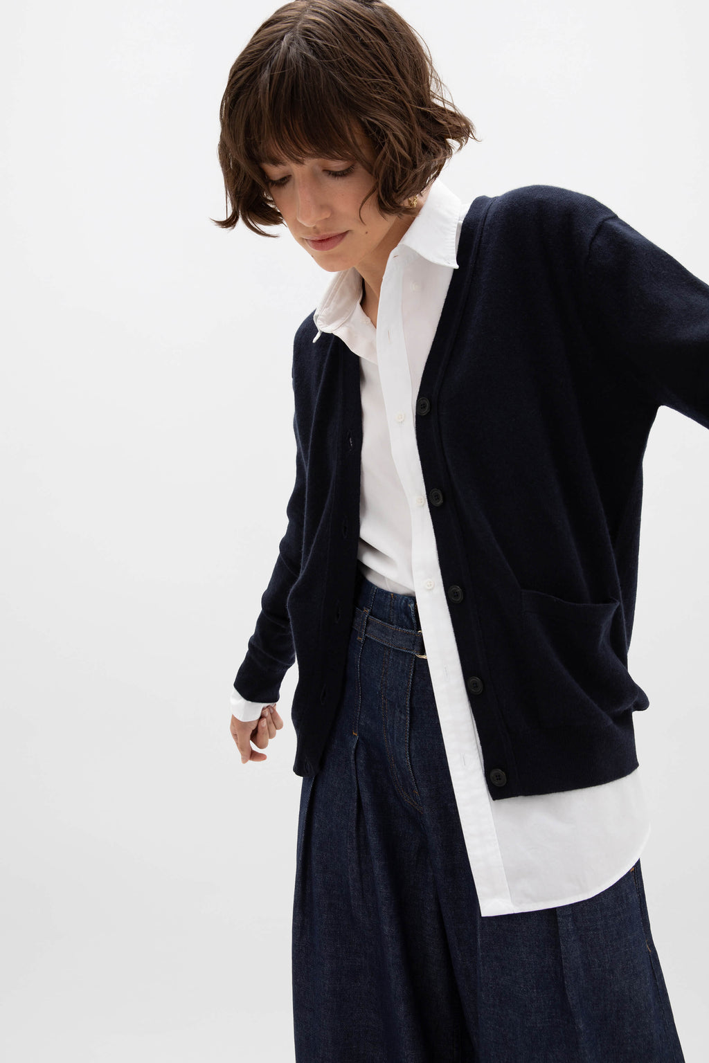 Cashmere Dark Navy Boyfriend Cardigan