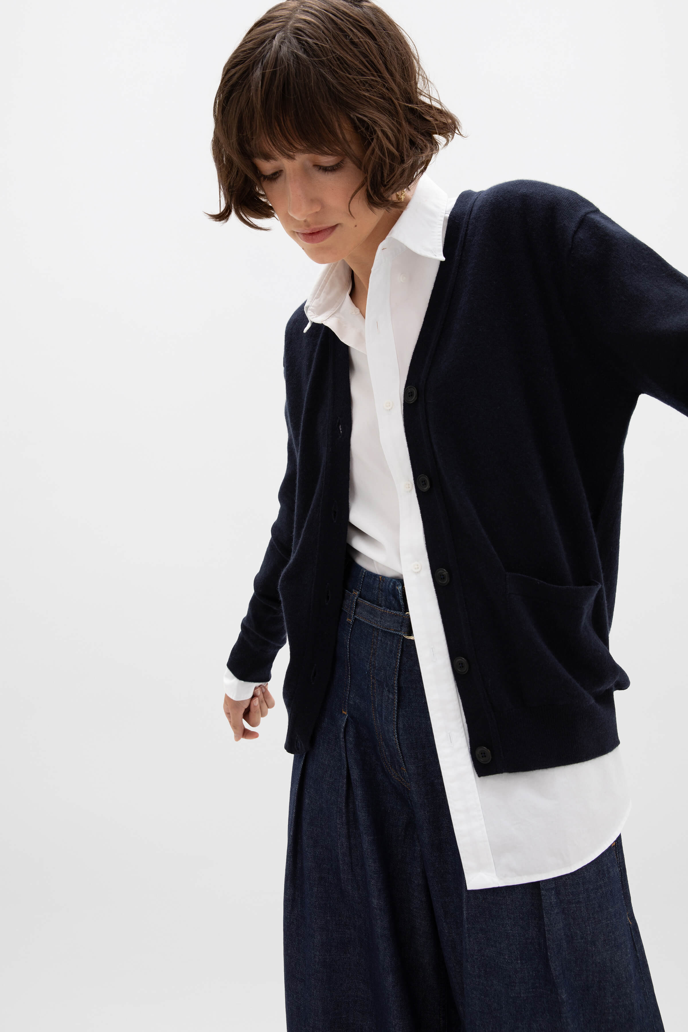 Cashmere Dark Navy Boyfriend Cardigan