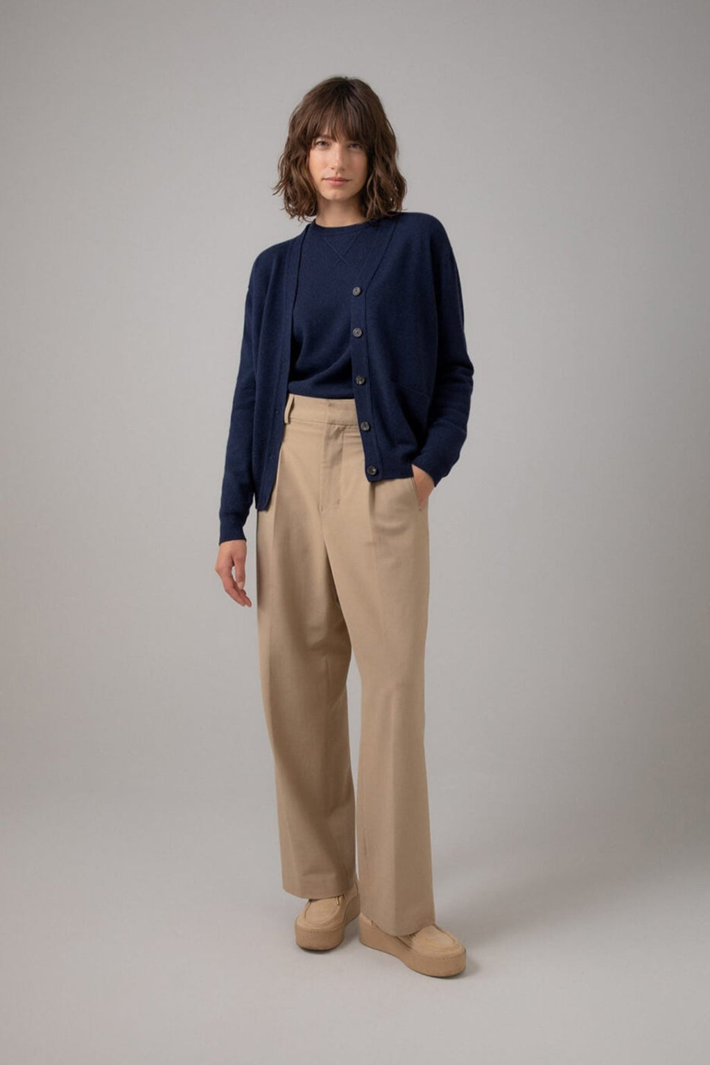 Classic Cashmere Navy Boyfriend Cardigan