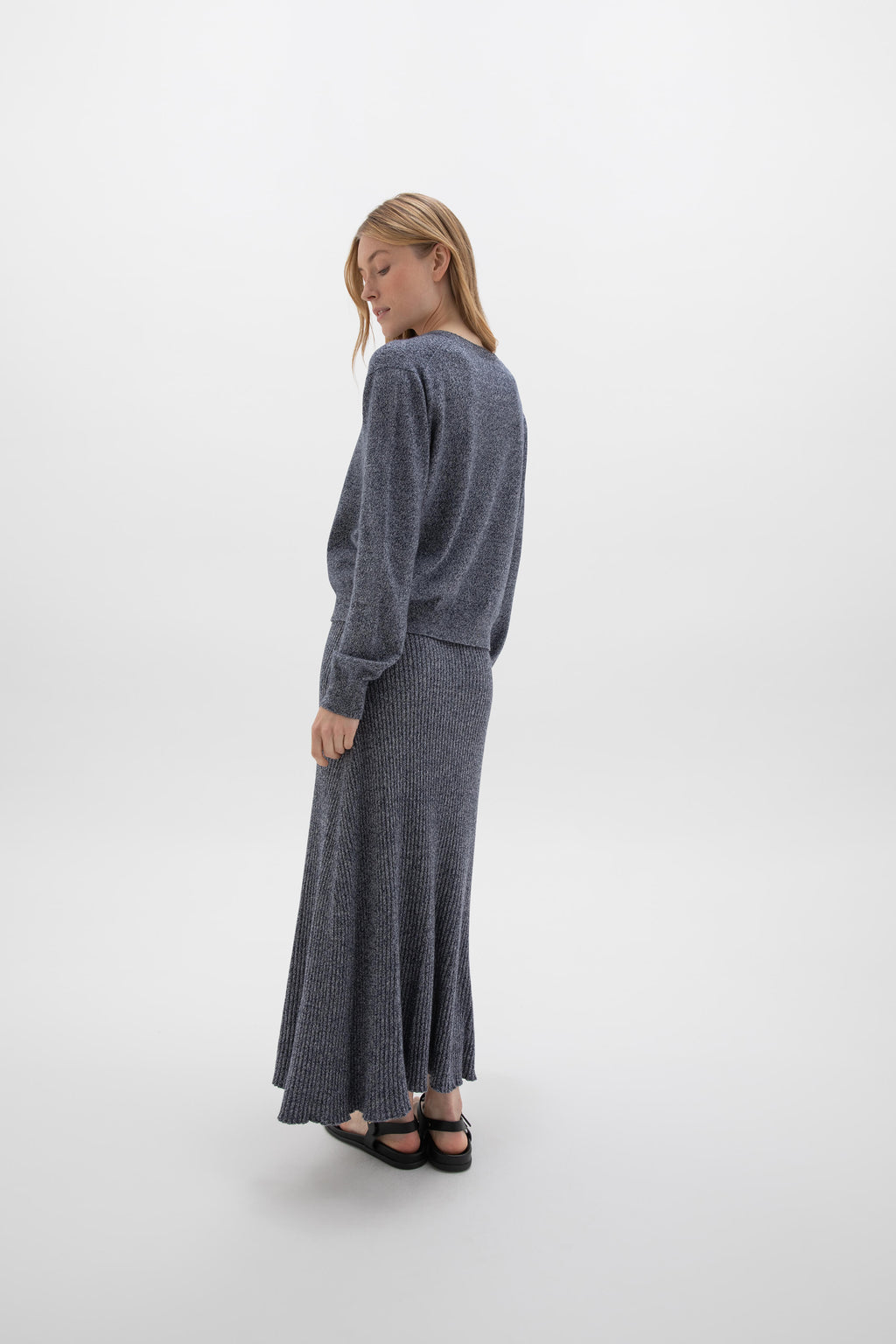 Ribbed Marl Cashmere Skirt