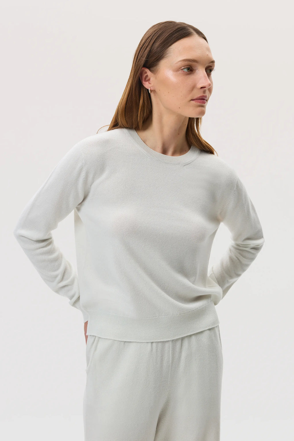 Cashmere White Round Neck Jumper