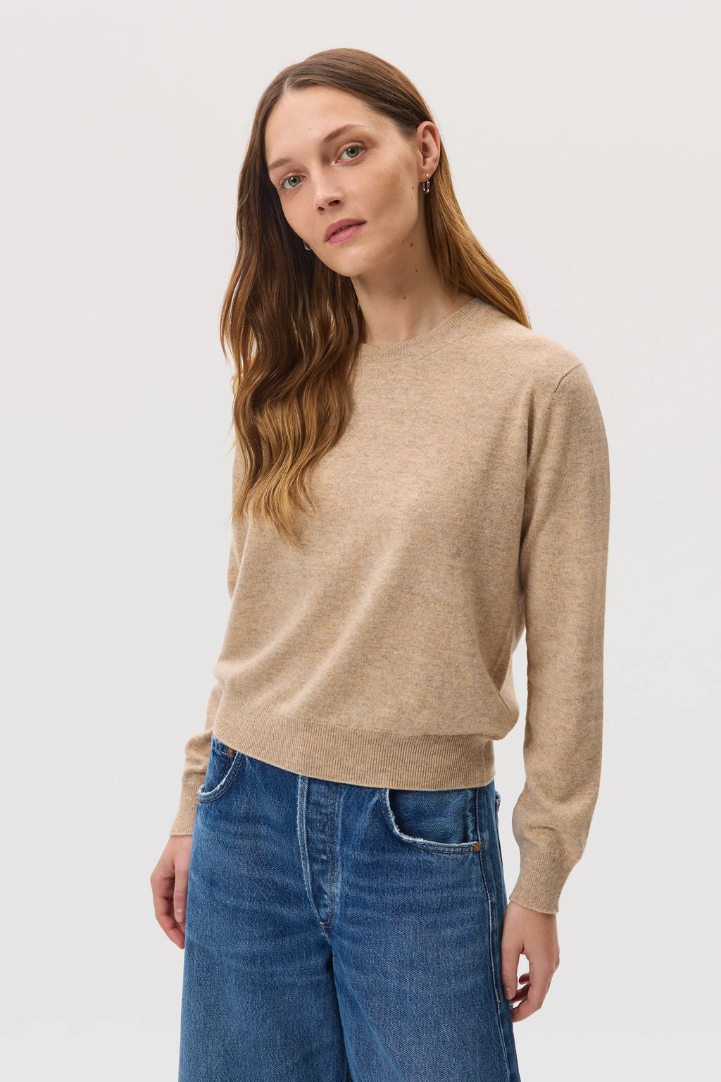 Classic Cashmere Natural Round Neck Jumper