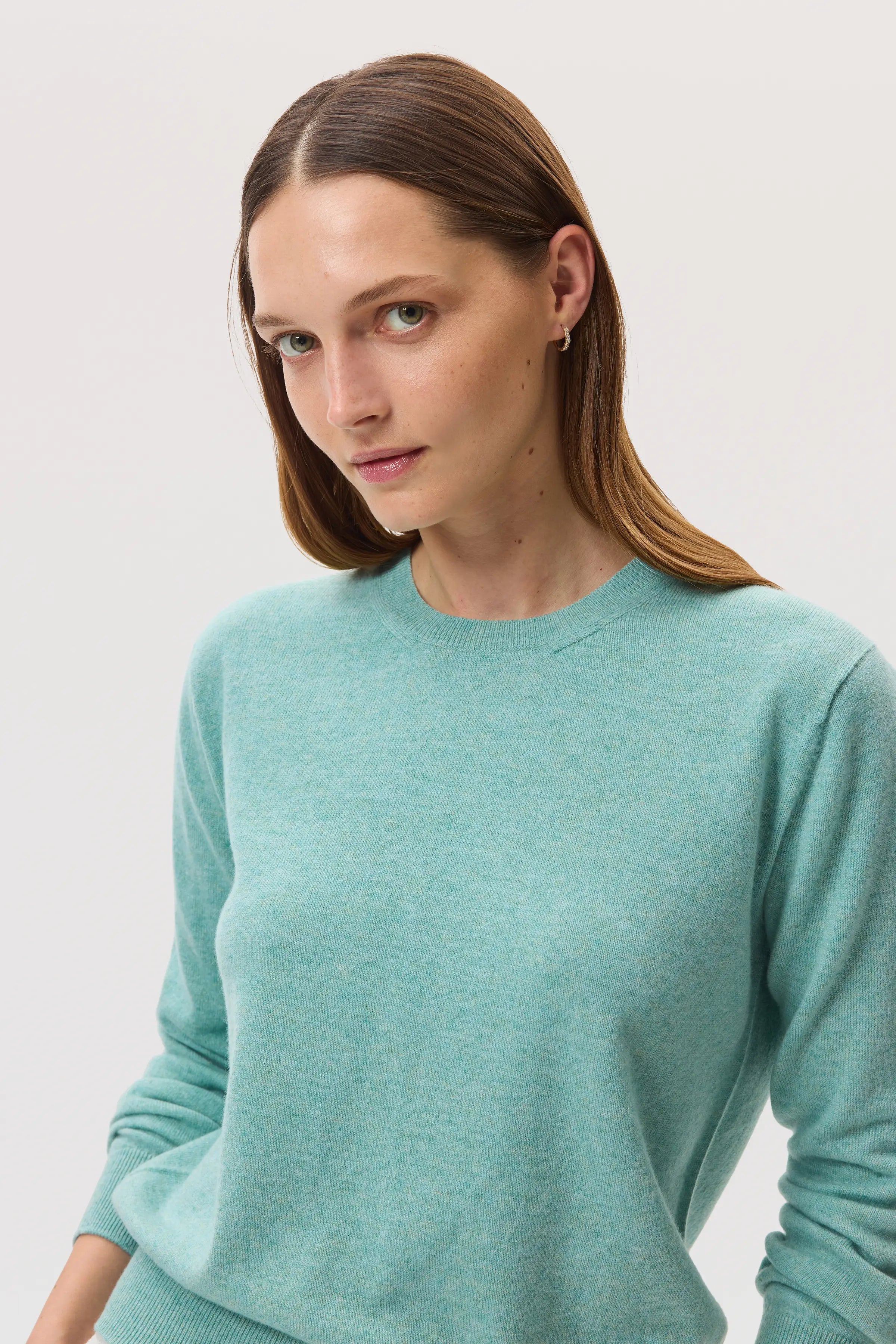 Classic Cashmere Round Neck Green Jumper