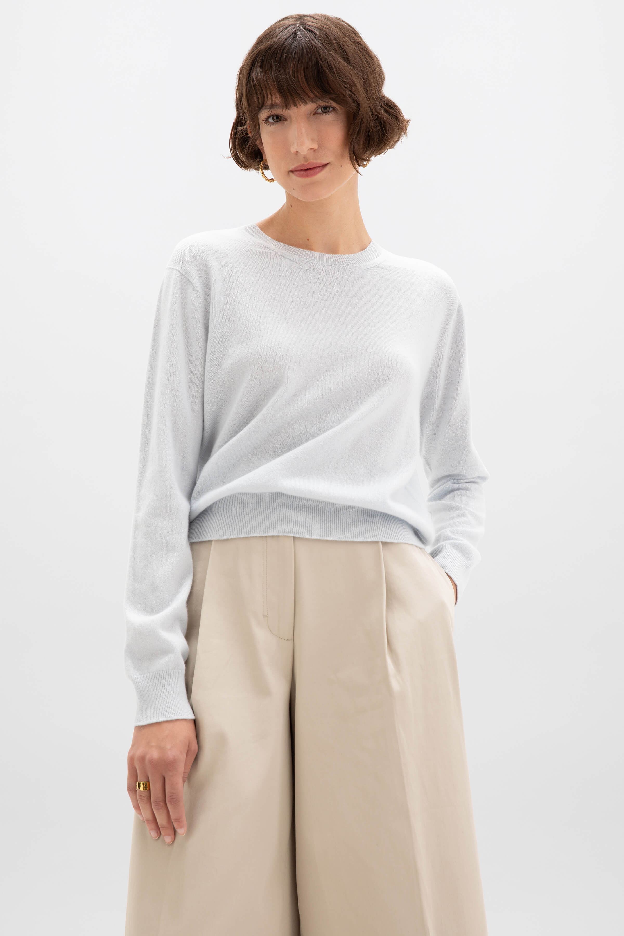 Light Blue Cashmere Round Neck Jumper