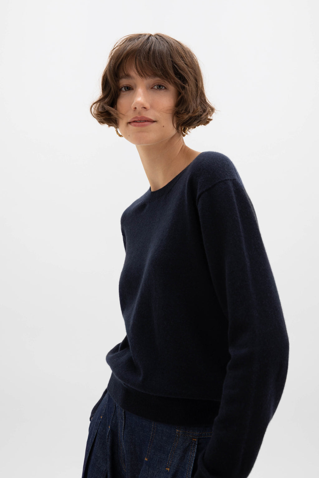 Classic Cashmere Dark Navy Round Neck Jumper