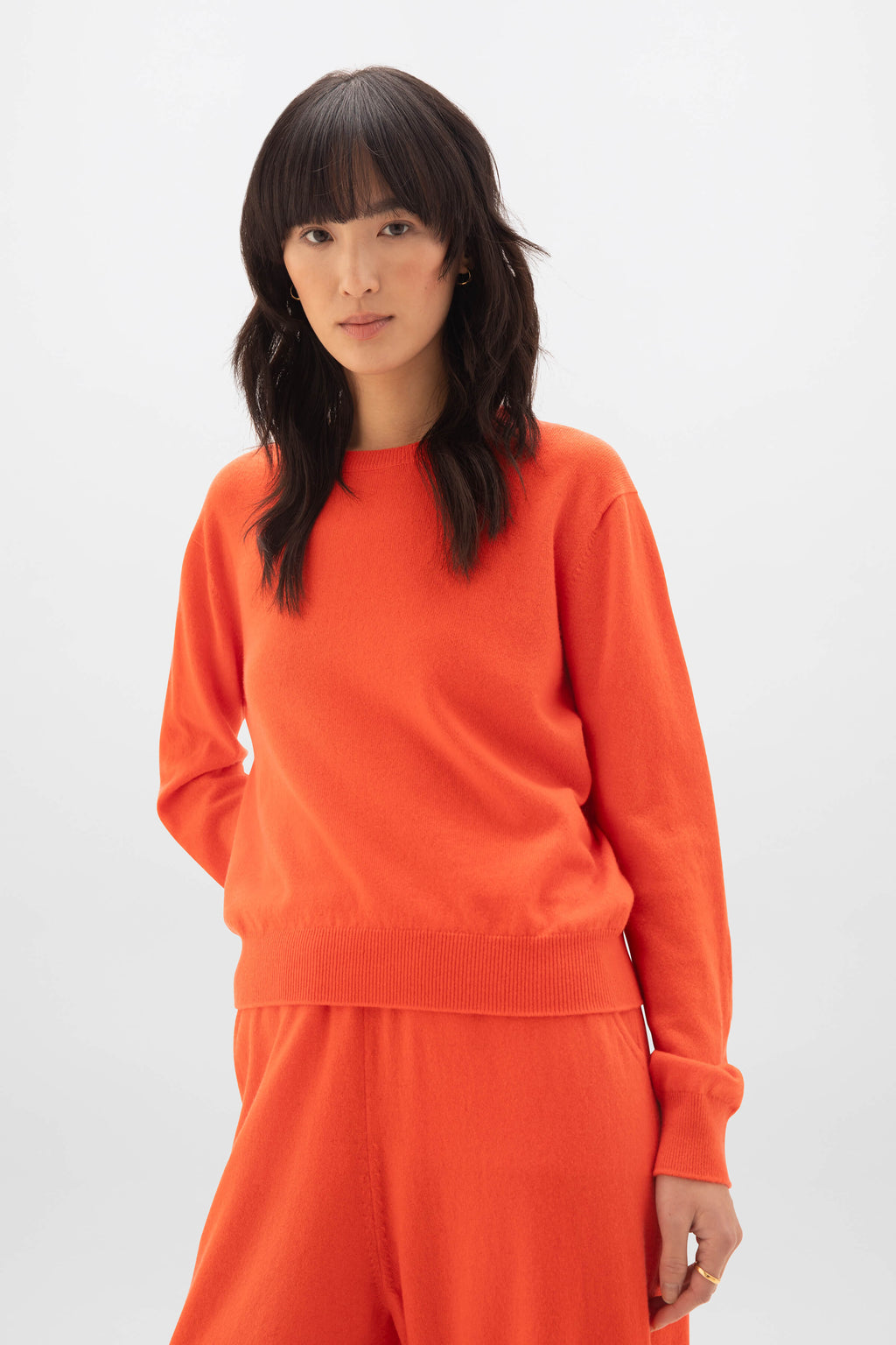 Orange Cashmere Round Neck Jumper