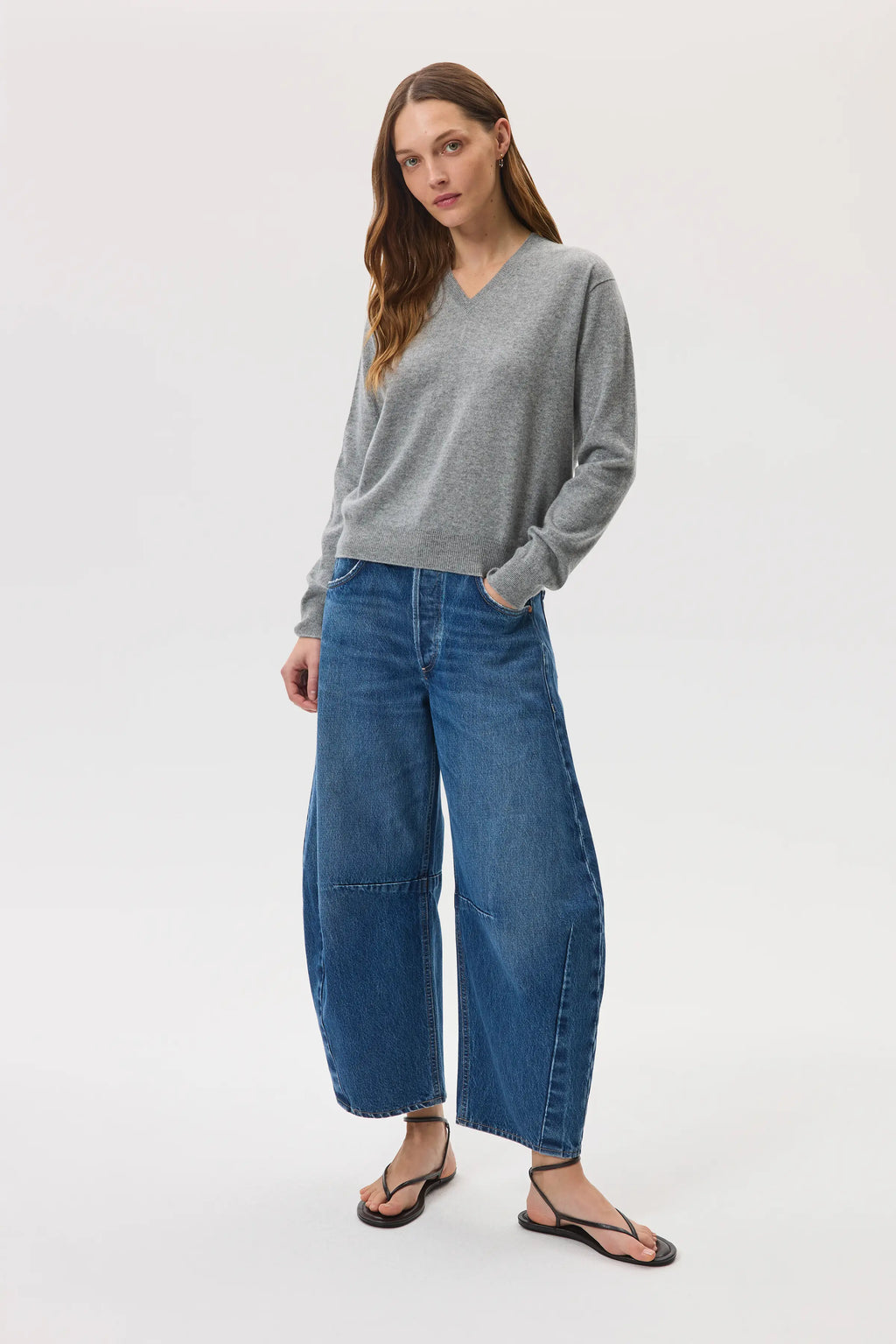 Classic Cashmere Grey V Neck Jumper