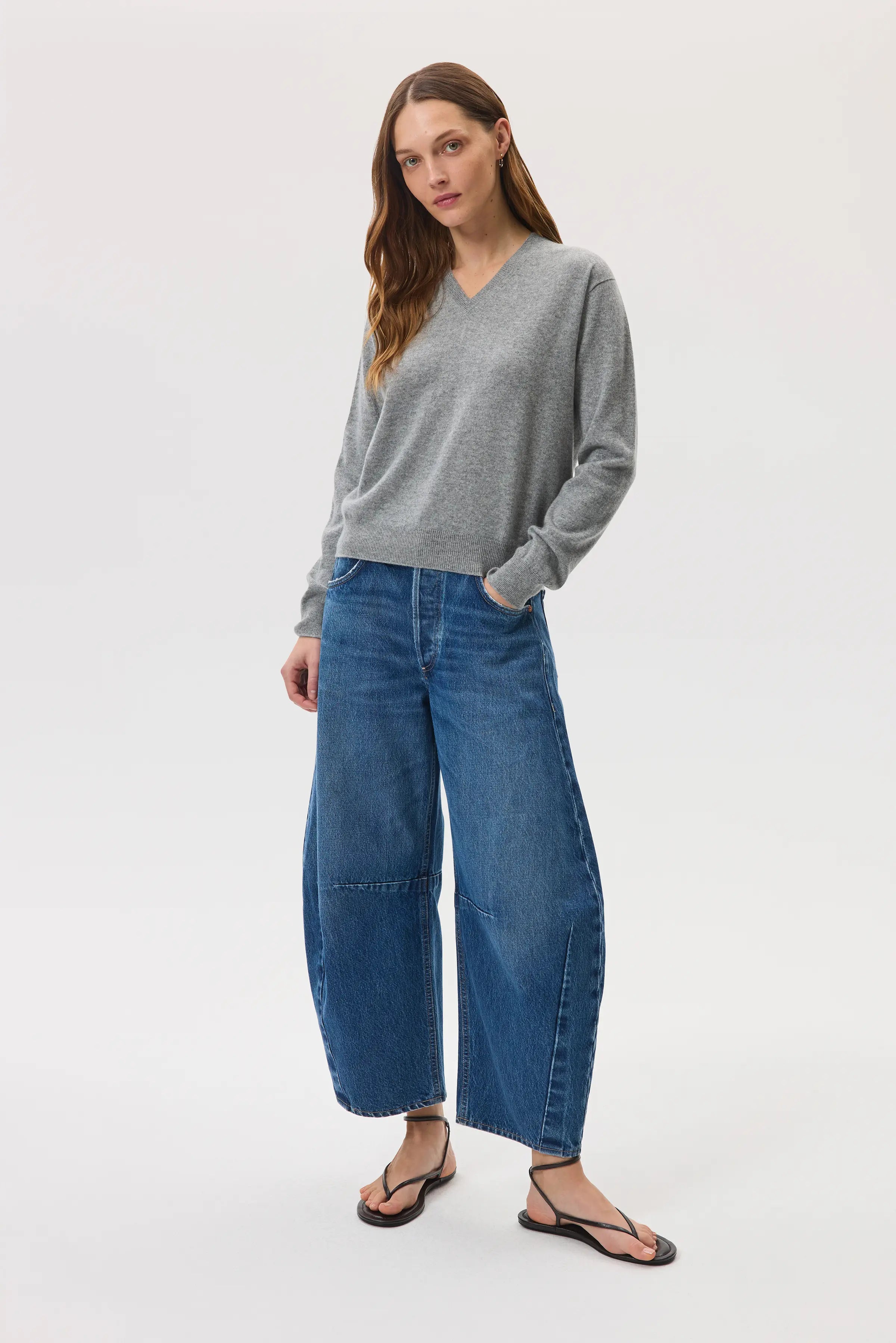 Classic Cashmere Grey V Neck Jumper