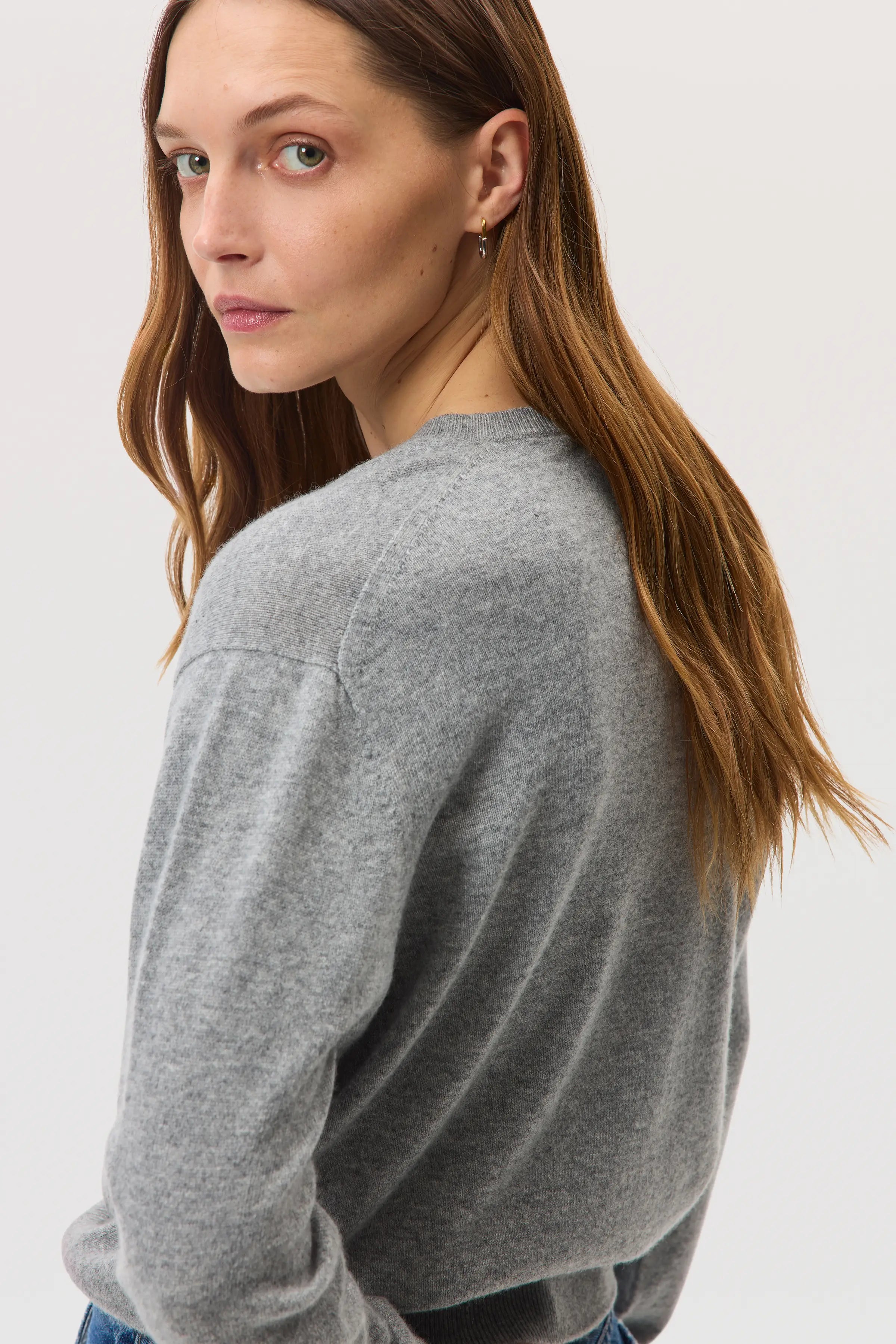 Classic Cashmere Grey V Neck Jumper