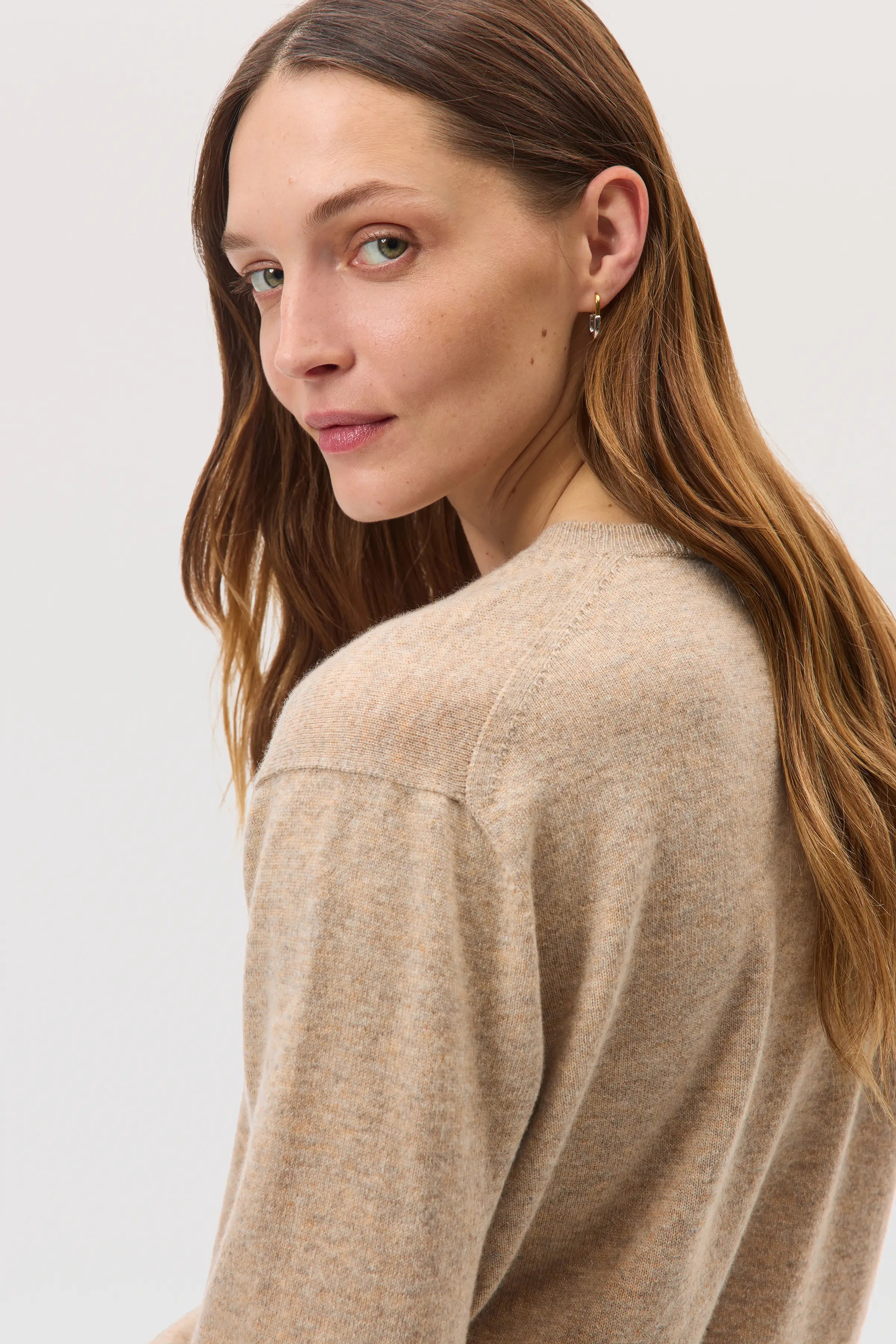 Classic Natural Cashmere V Neck Jumper