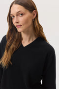 Classic Black Cashmere V Neck Jumper
