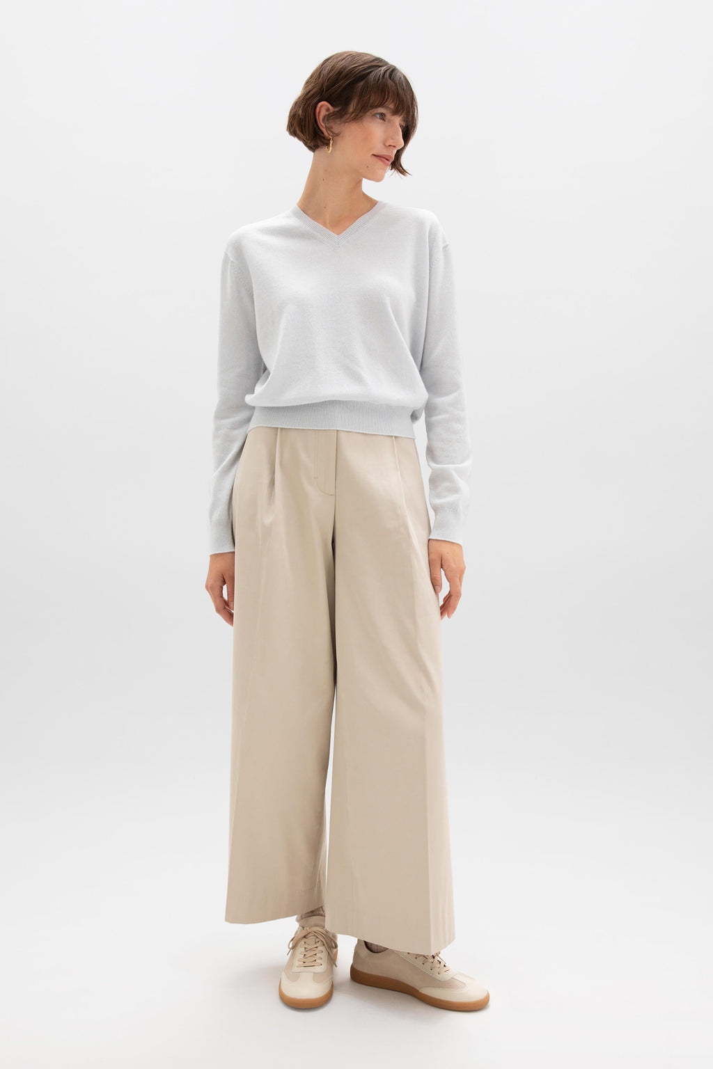 Light Blue Cashmere V Neck Jumper