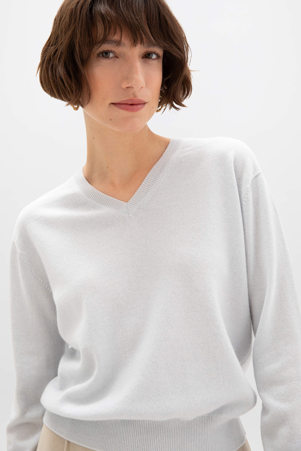 Light Blue Cashmere V Neck Jumper